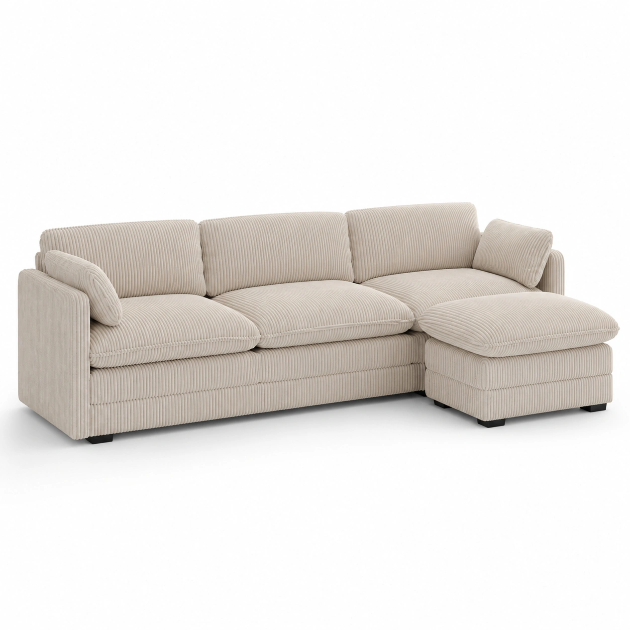 Sofa rinconero con chaise longue color marfil-casafinohome