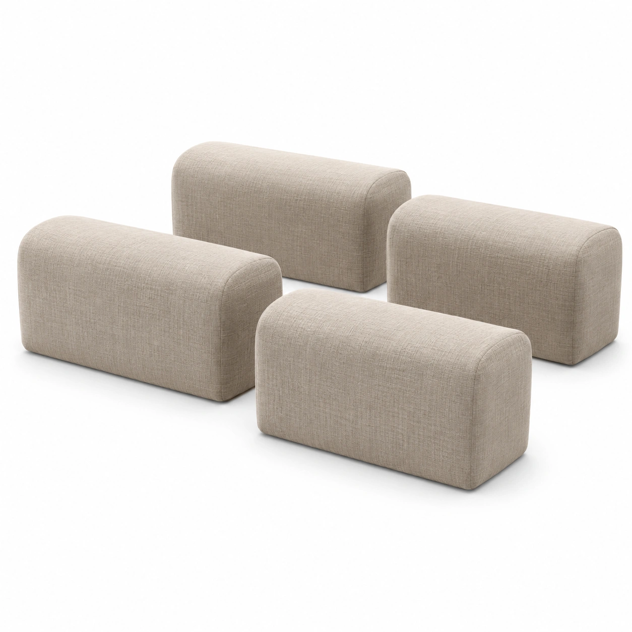 Juego de 4 fundas para reposapies tapizados color beige-casafinohome