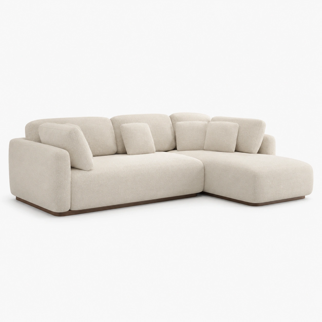 Sofa rinconero de esquinas redondeadas color marfil-casafinohome