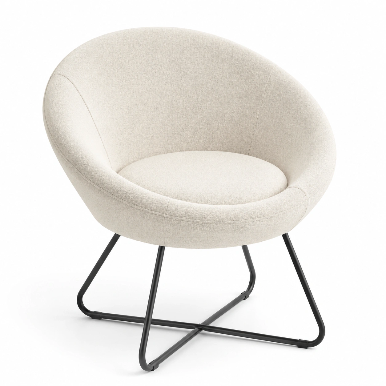 Sillon redondo color marfil-casafinohome