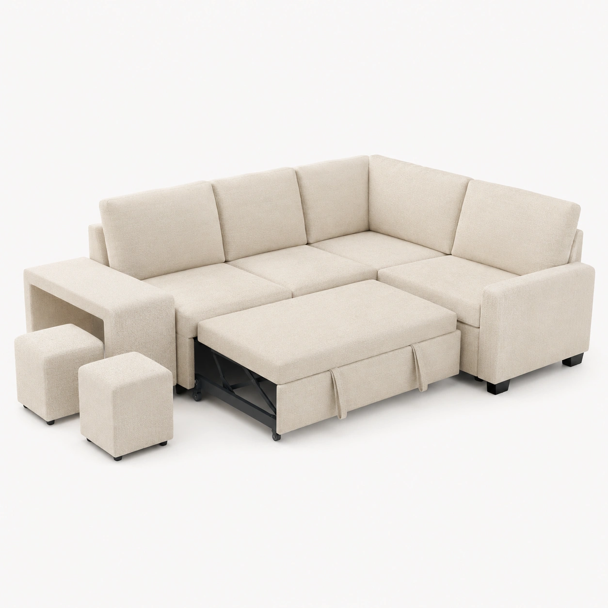 Conjunto de sofa cama plegable color beige-casafinohome