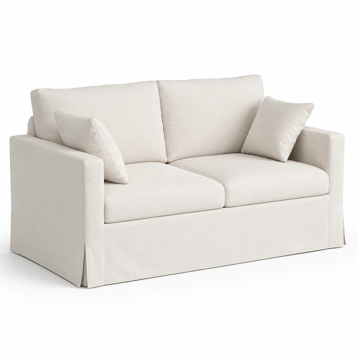 Sofa de dos plazas tapizado en tela color beige-casafinohome