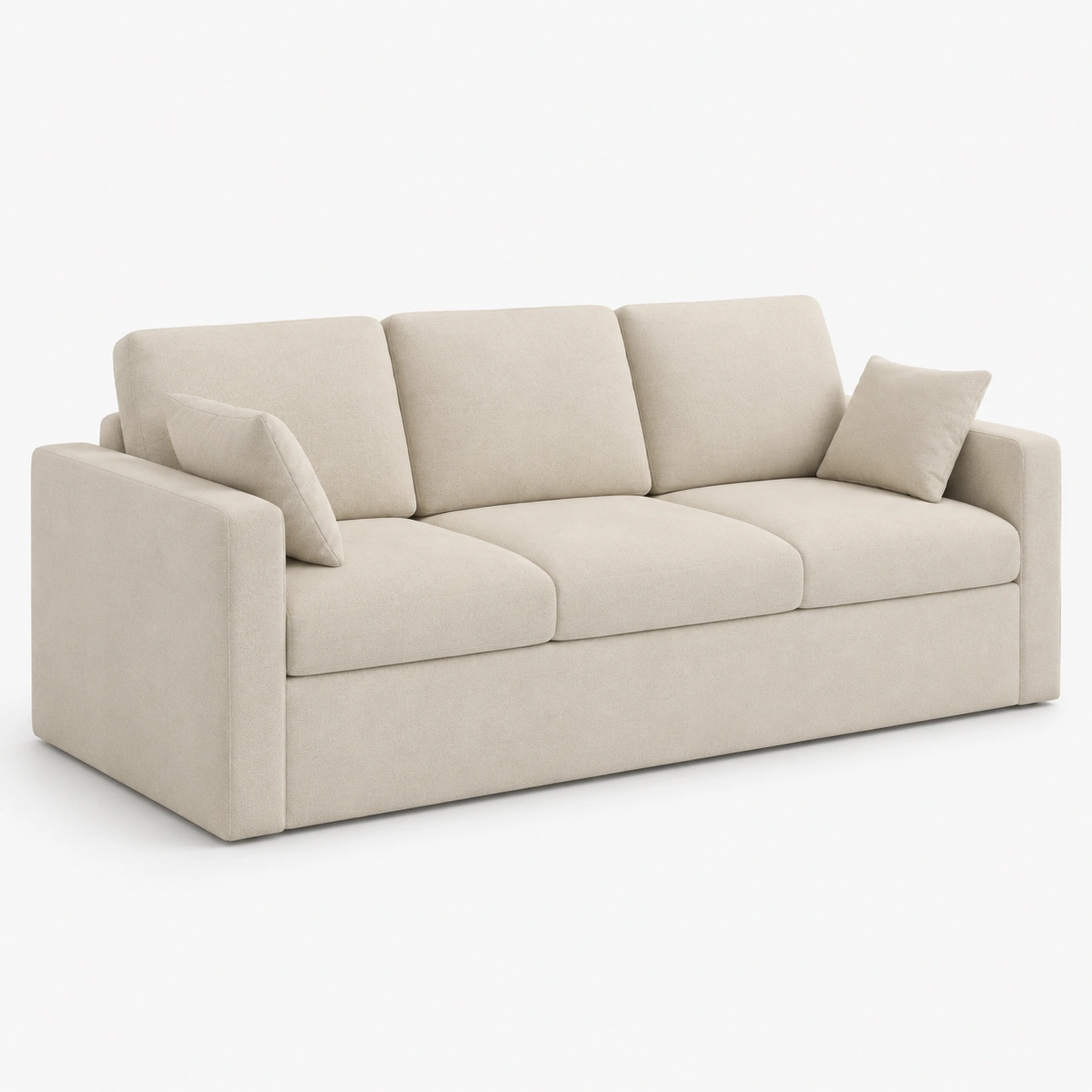 Sofa de tres plazas acolchado color beige-casafinohome