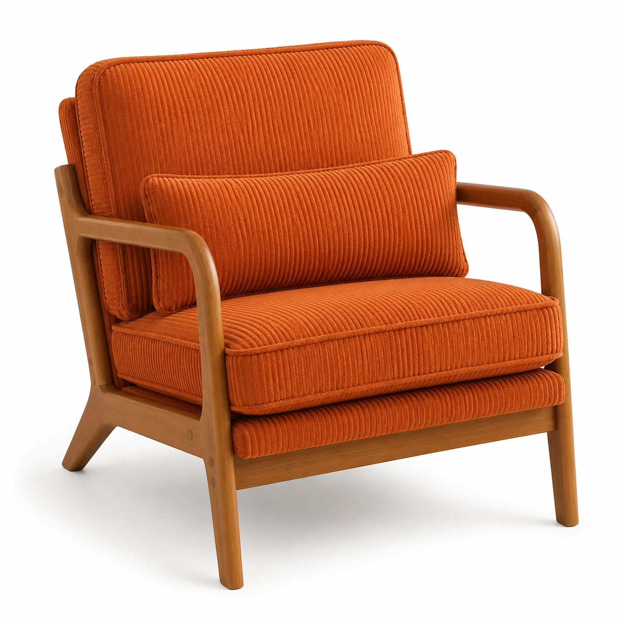 Sillon de pana naranja con reposabrazos-casafinohome