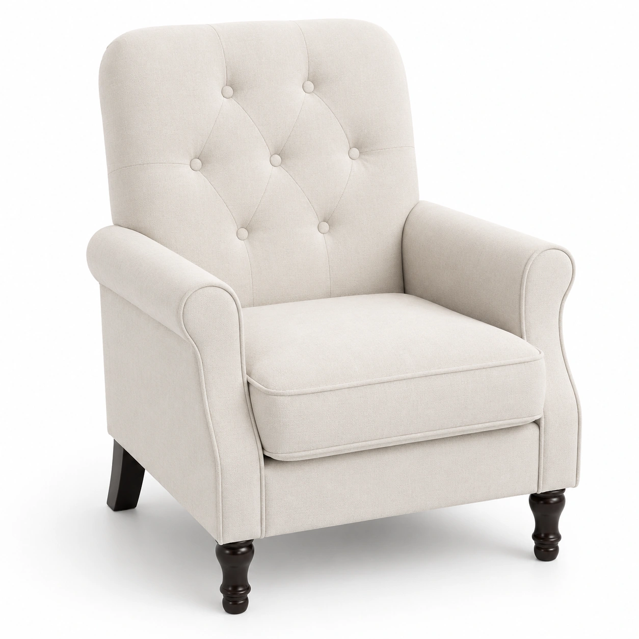 Sillon con botones y reposabrazos color marfil-casafinohome