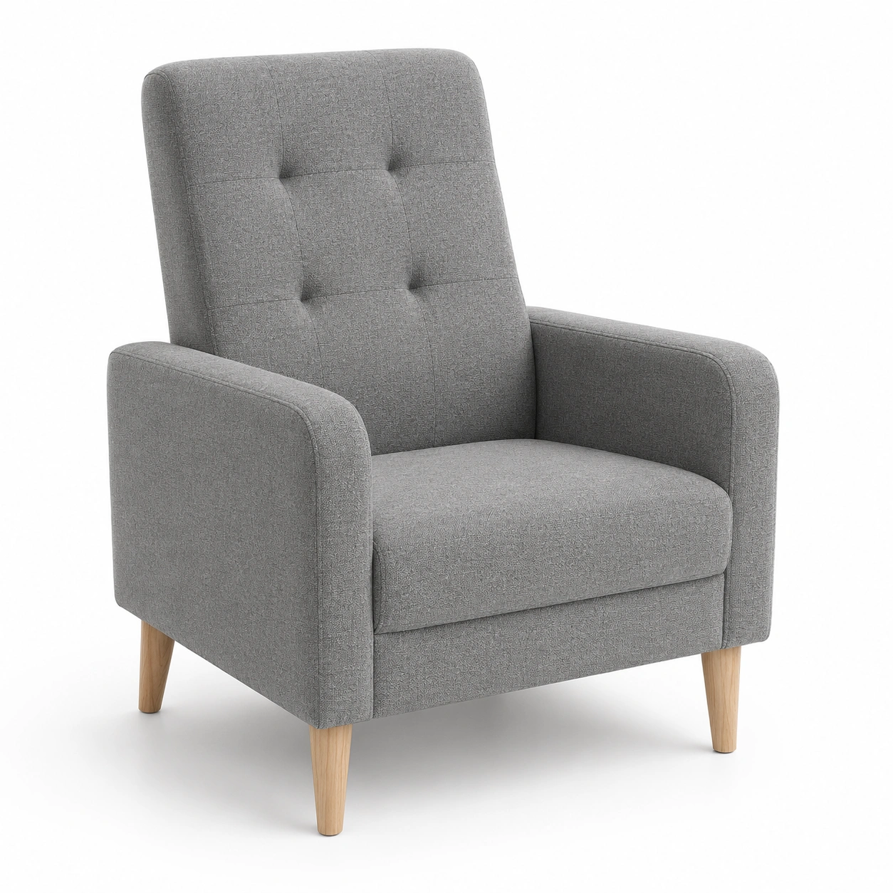 Sillon individual gris de tela con reposabrazos-casafinohome
