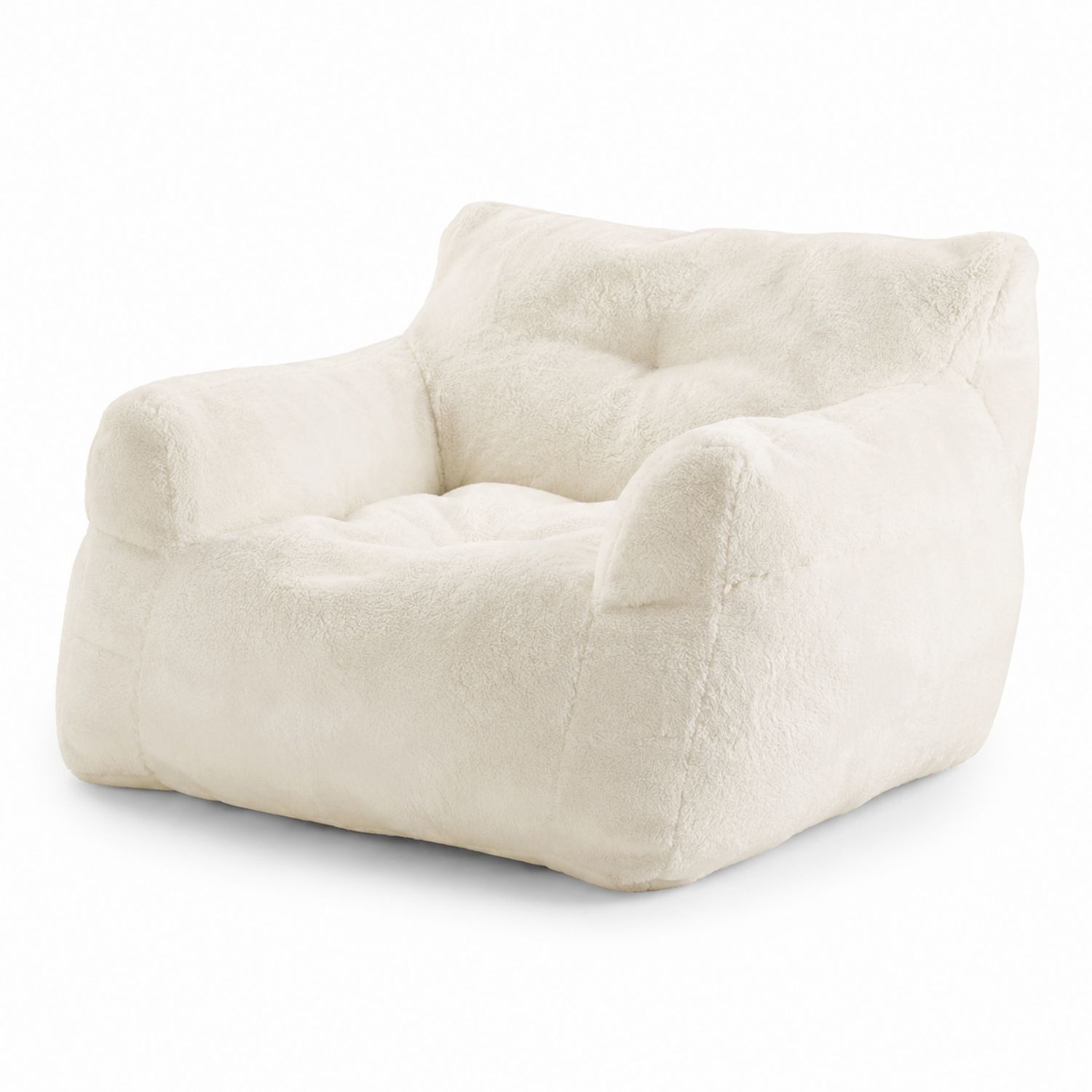 Fauteuil en tissu pelucheux Beige 90x90x70 cm