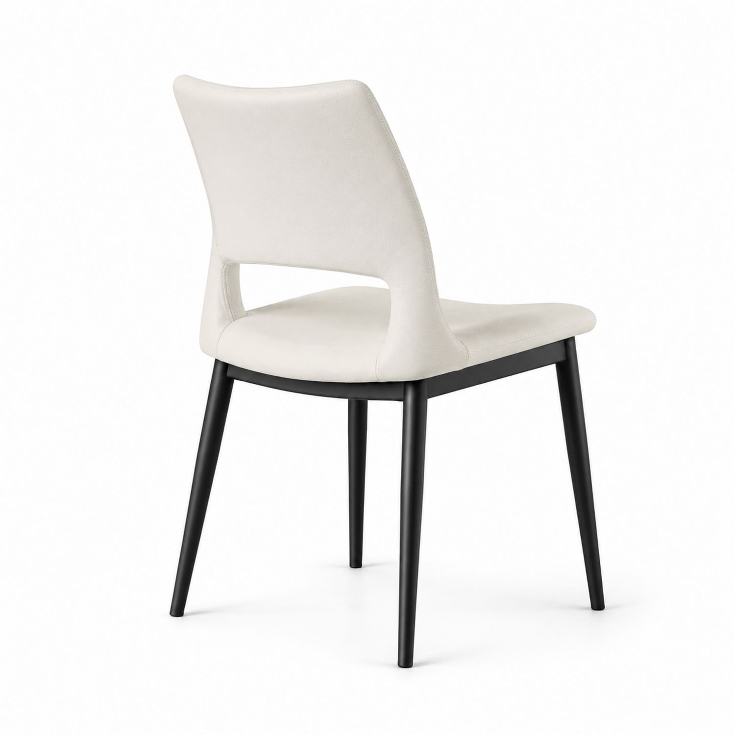 Chaise de salle à manger en polyuréthane blanc avec pieds en métal noir, 85 cm