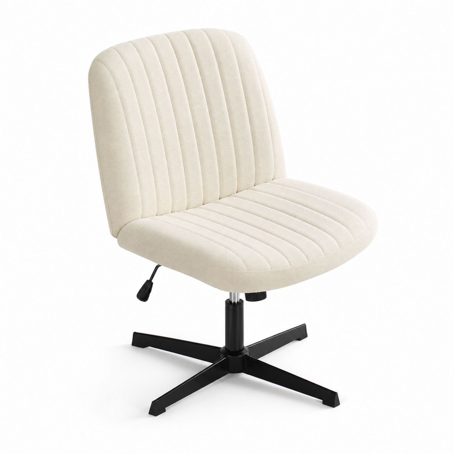 Chaise de bureau réglable en tissu beige avec base en métal