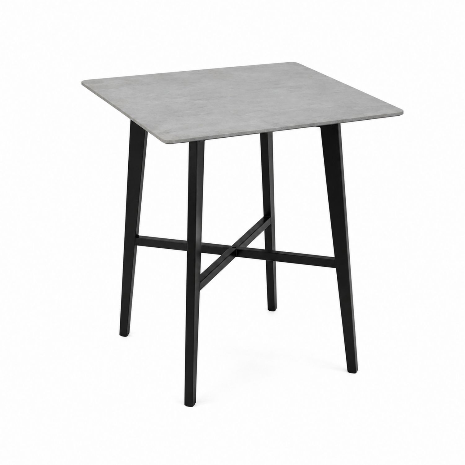 Table carrée en mélaminé gris et métal noir