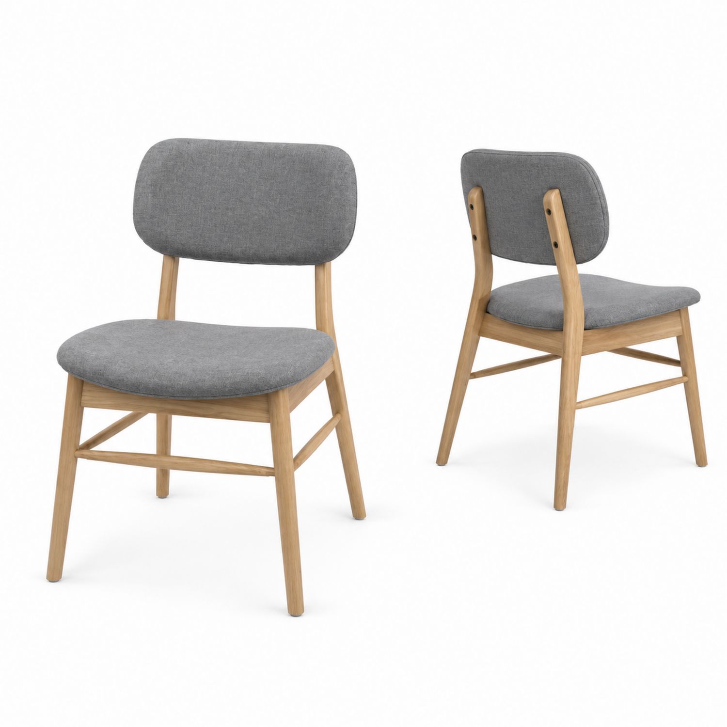 Lot de 2 chaises en tissu gris avec structure en chêne
