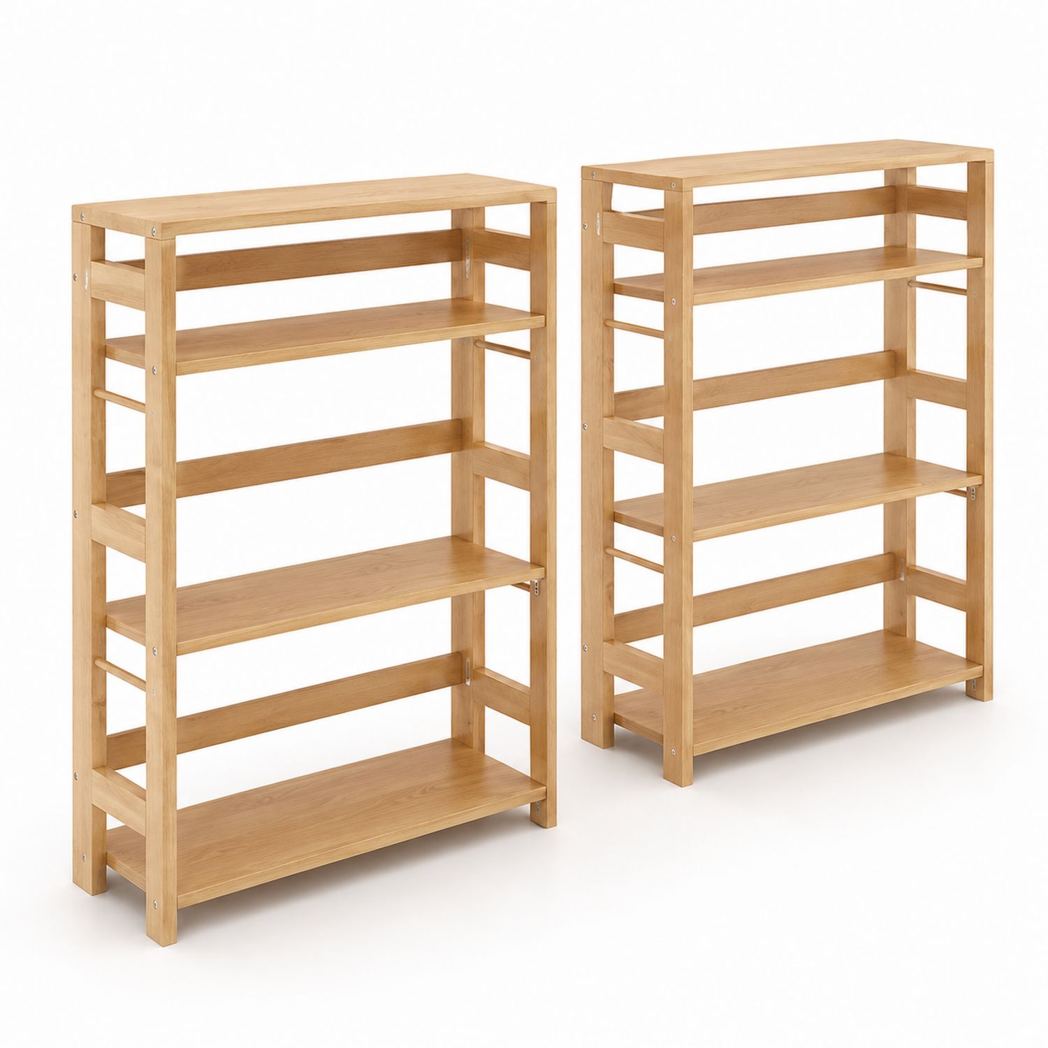 Ensemble de 2 Bibliothèques en Bois Chêne 4 Étagères