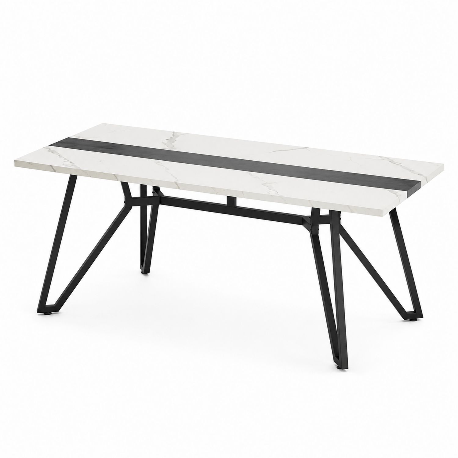 Table rectangulaire en céramique et métal