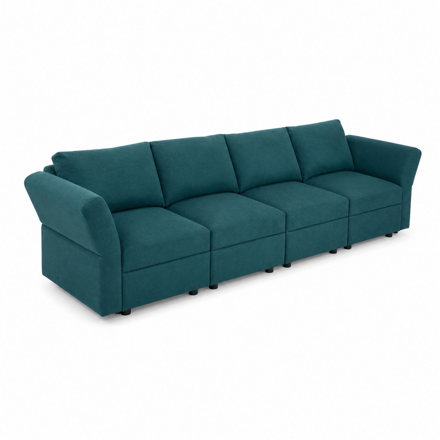 Canapé modulable en tissu bleu canard 300x90x80 cm