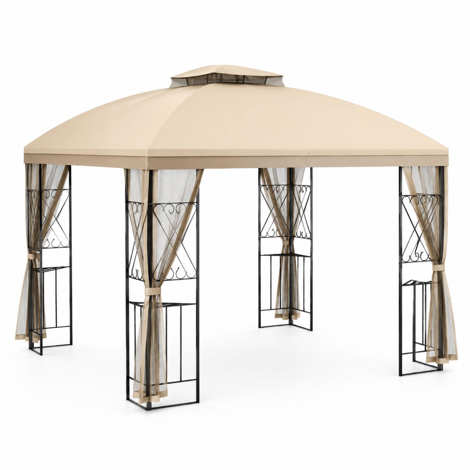 Tonnelle de jardin en acier et polyester Beige