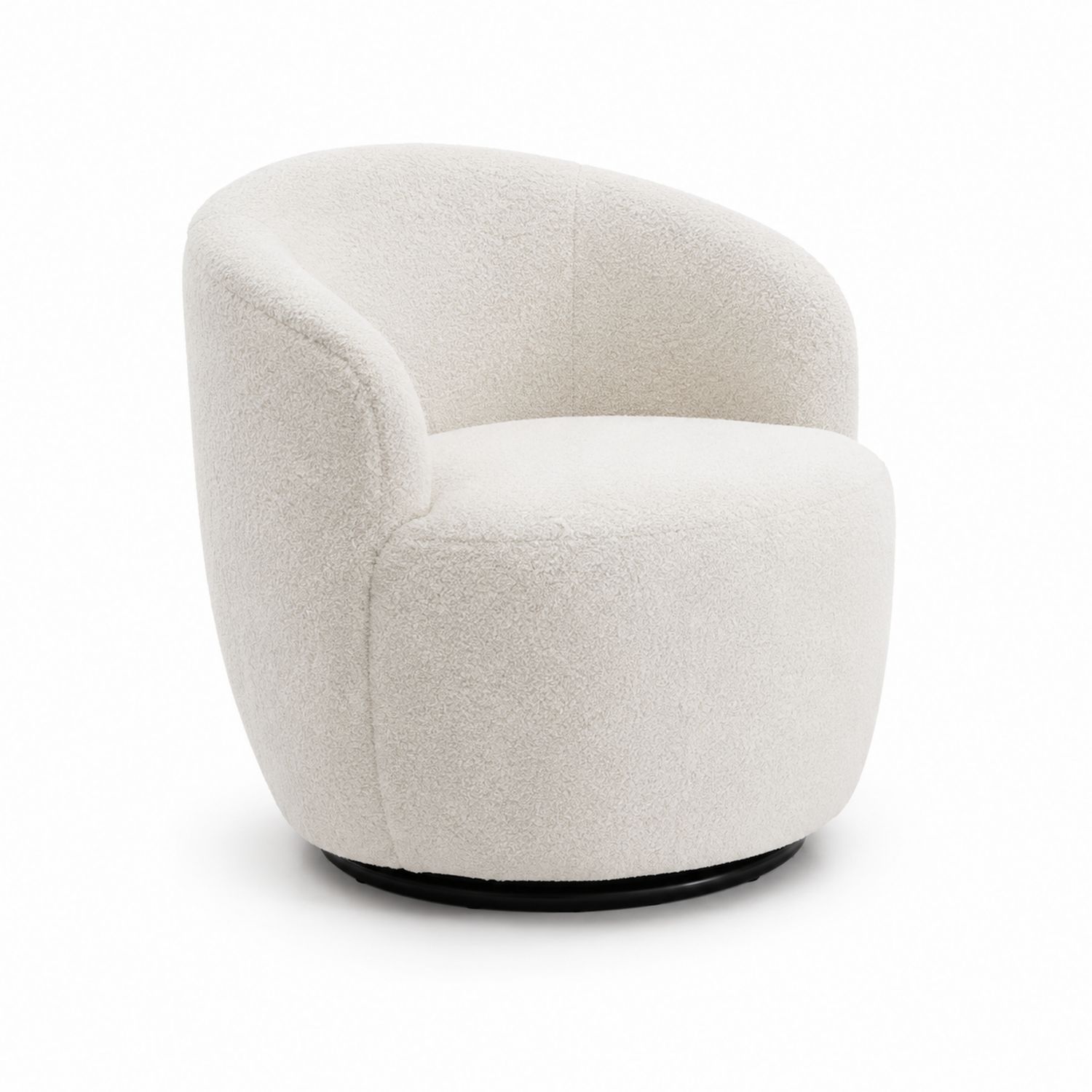 Fauteuil pivotant en tissu bouclé Blanc