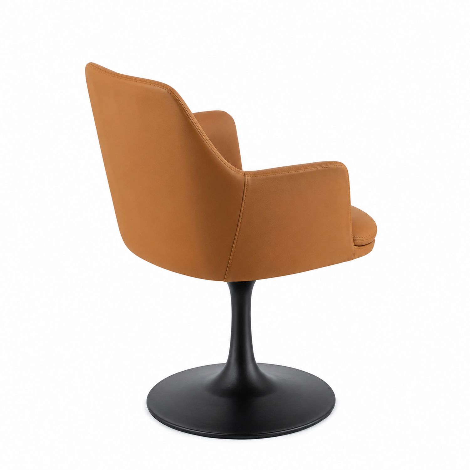 Chaise pivotante en cuir synthétique Camel avec pied en métal