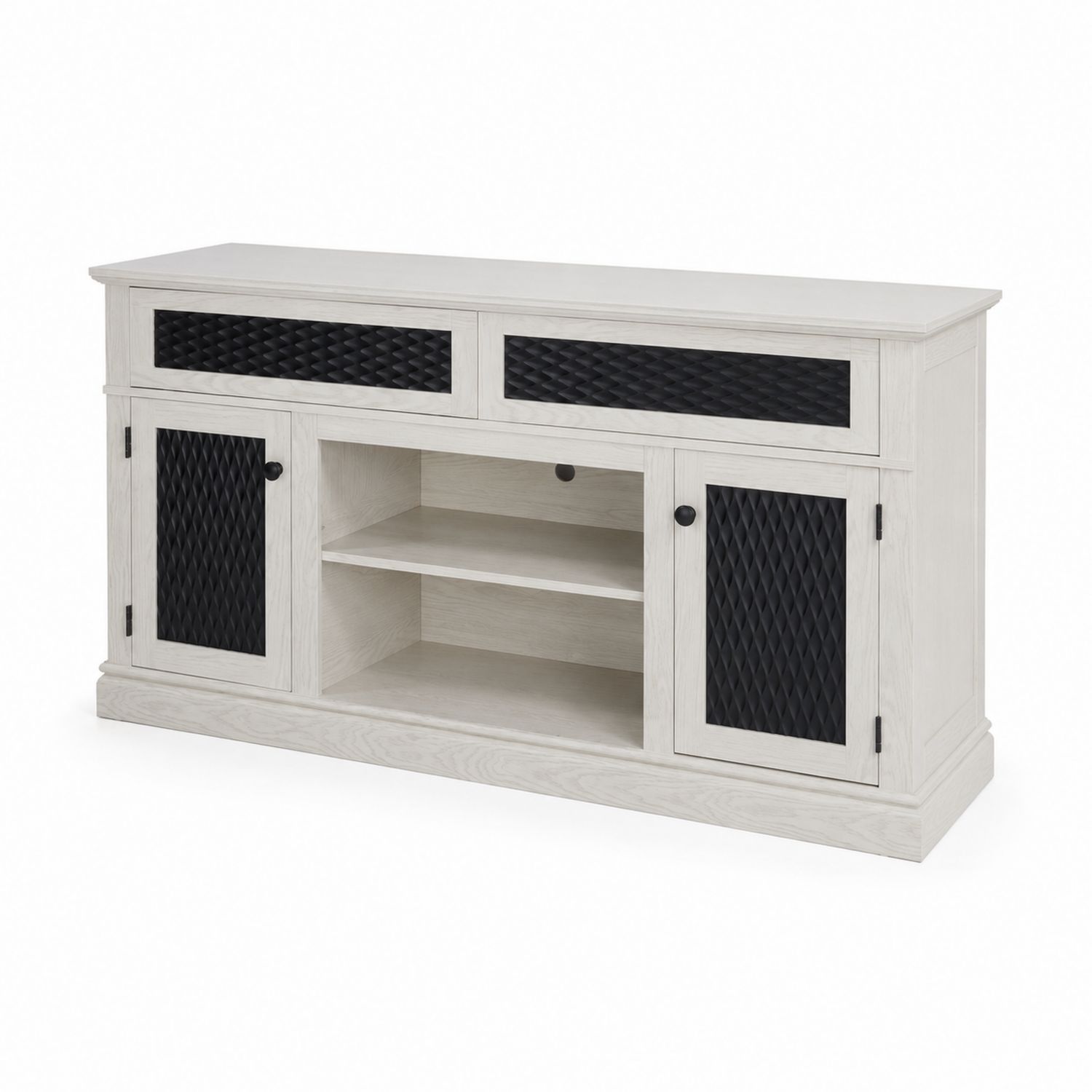 Meuble TV en bois MDF avec portes en métal noir 150 cm