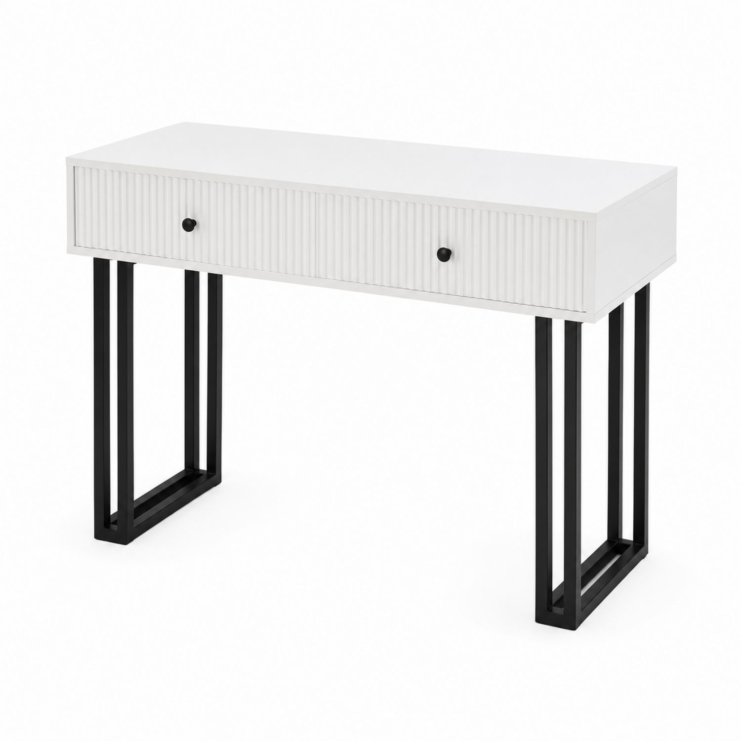 Coiffeuse en bois avec tiroirs et pieds en métal