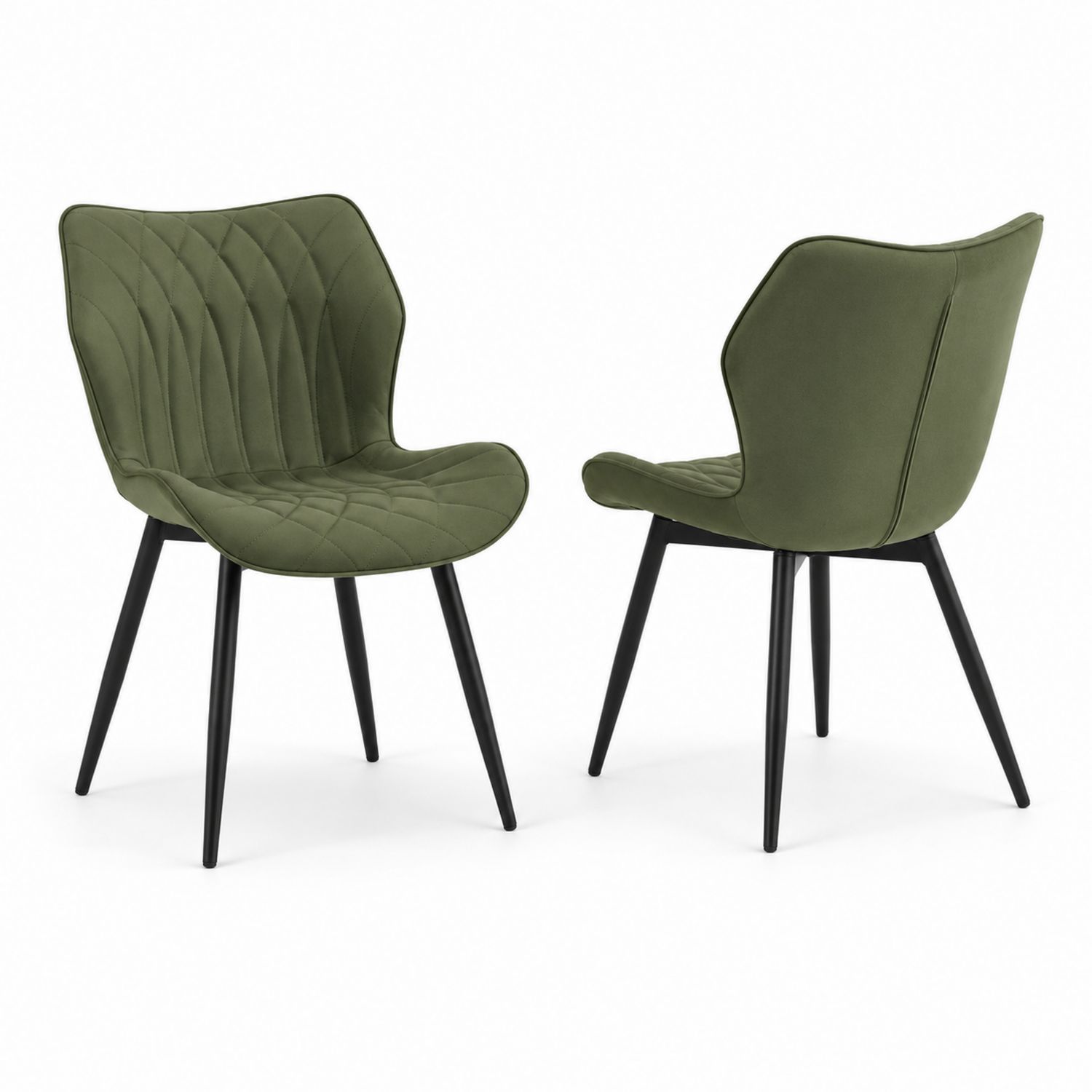 Chaise en tissu, pieds en métal noir, lot de 2