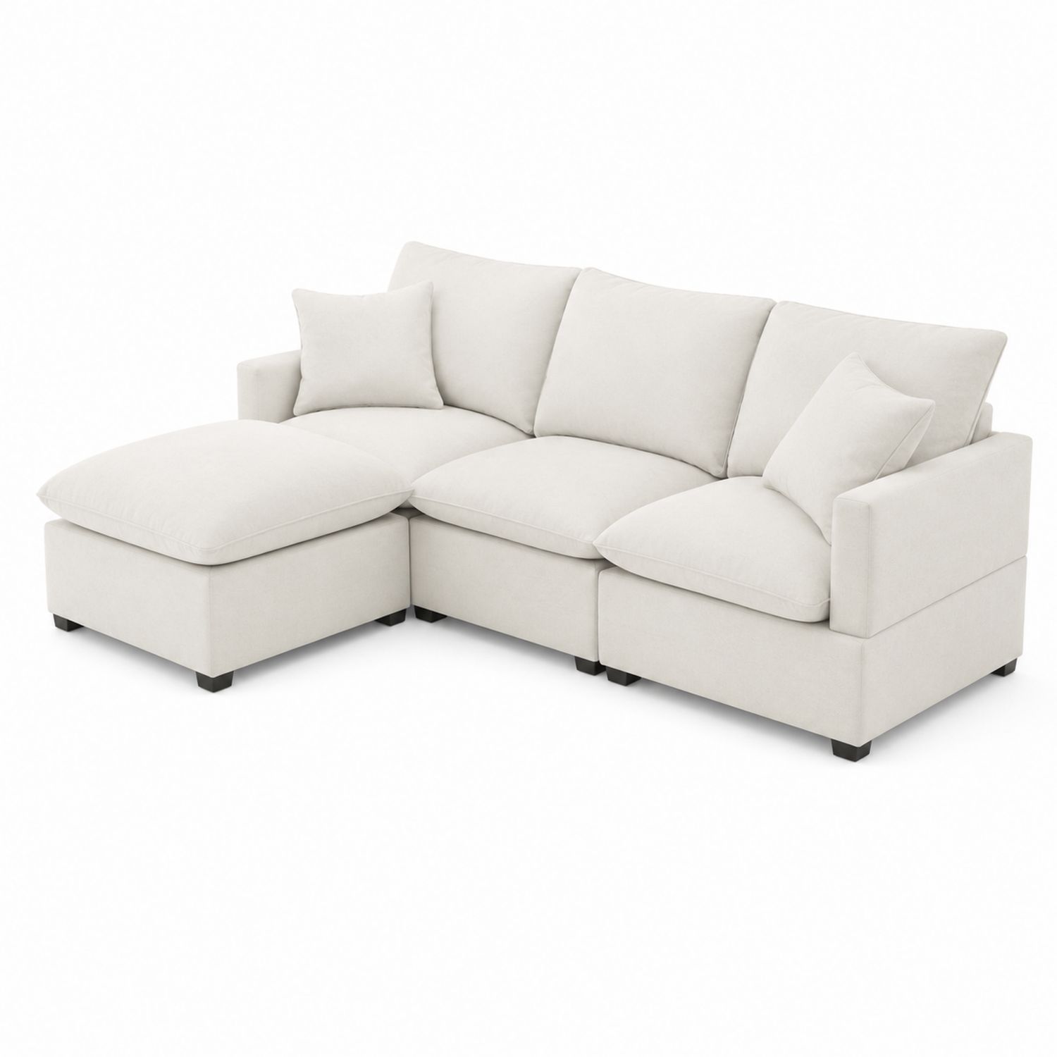Canapé d'angle modulable en tissu polyester Beige 250x150x85 cm