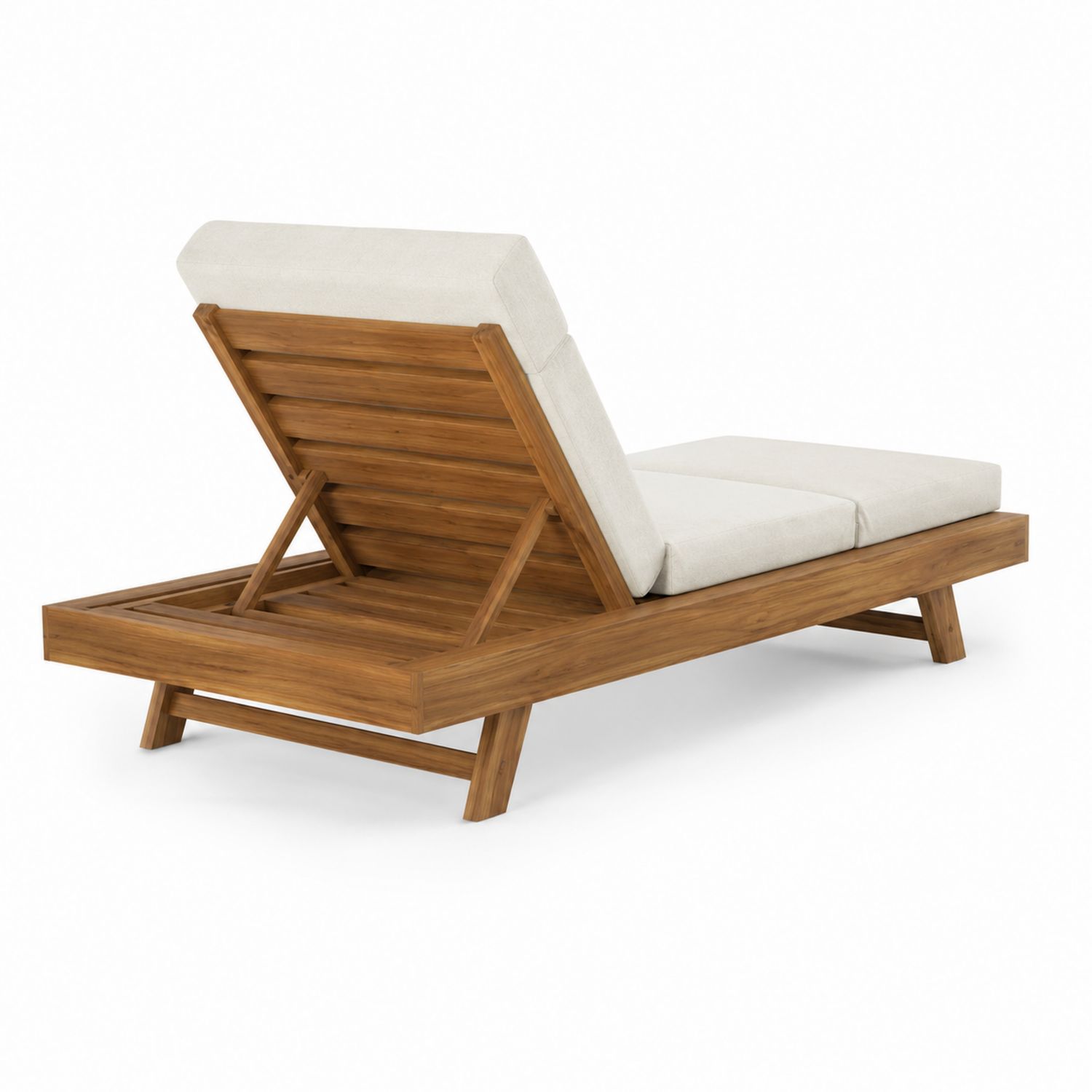 Chaise Longue en Bois de Teck avec Coussins Réglables