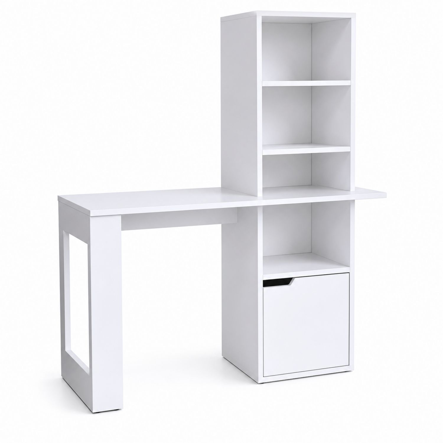 Bureau d'angle en bois avec étagères intégrées