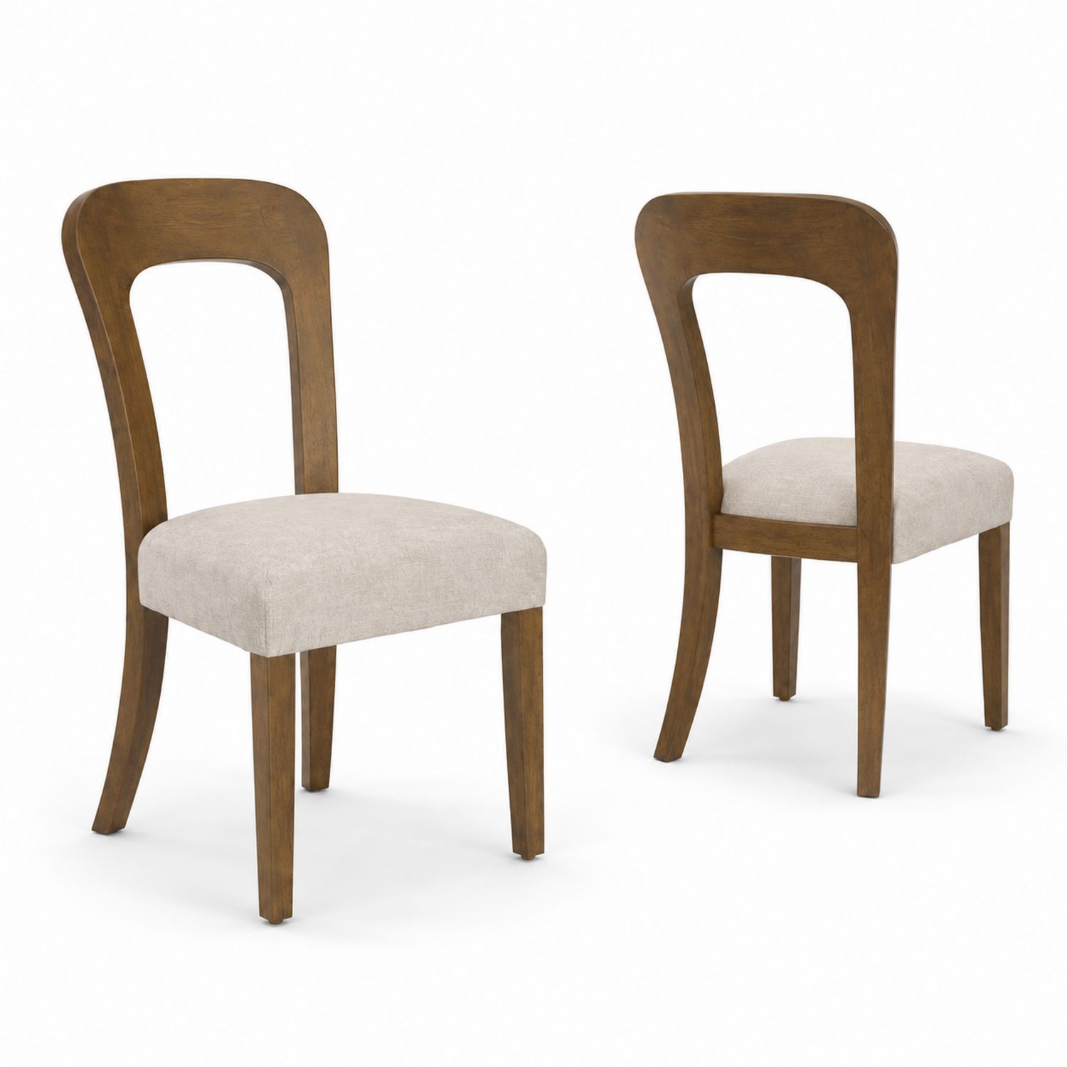 Chaises en bois avec assise en lin beige