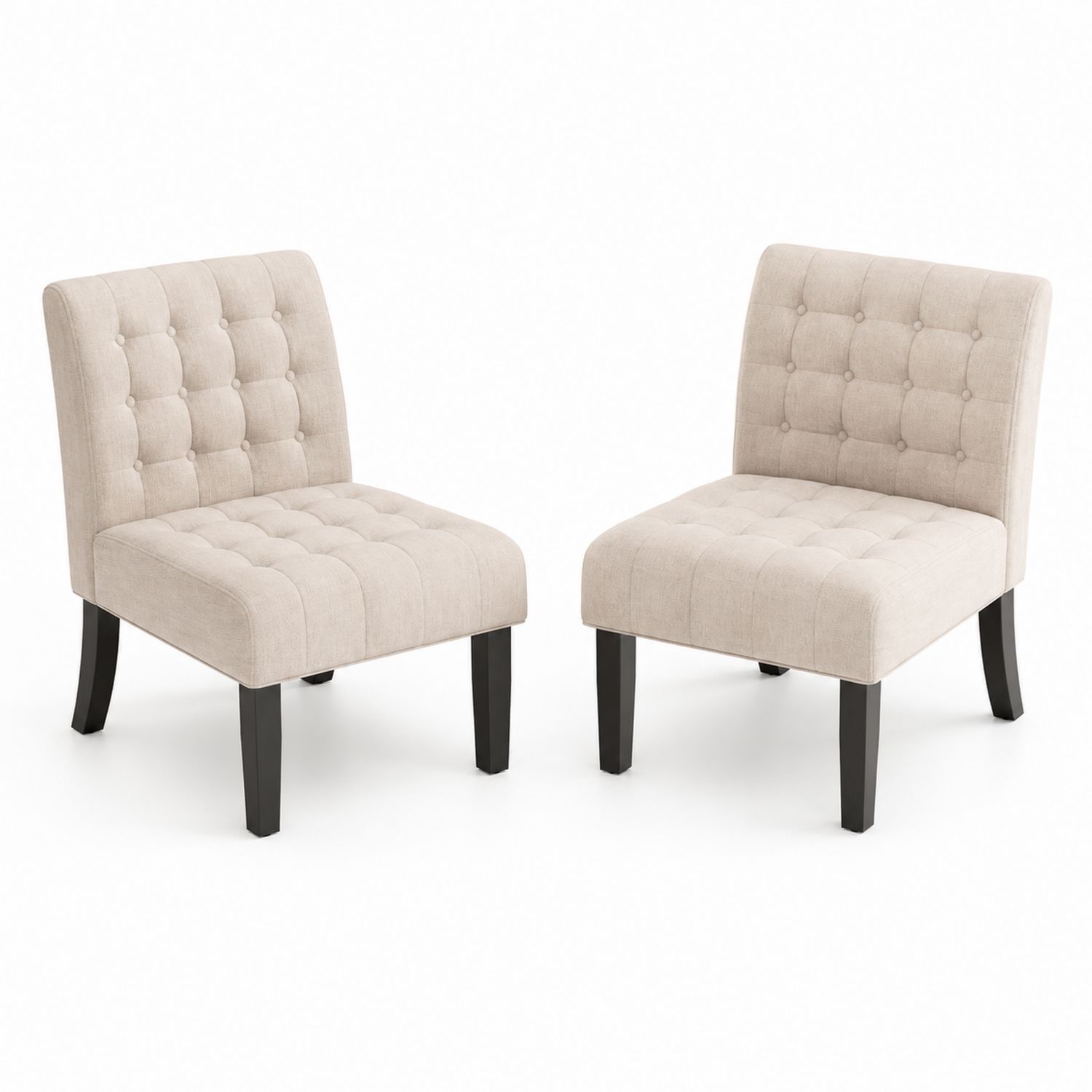 Ensemble de 2 chaises en bois et lin beige