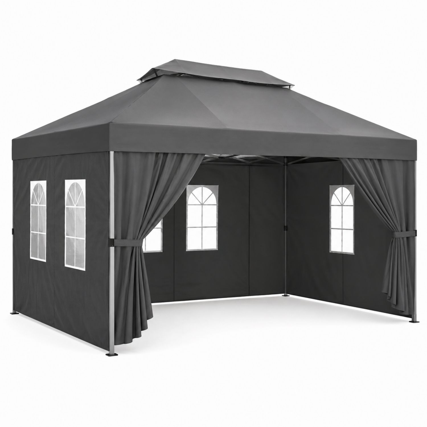 Tonnelle de jardin 3x3m en acier et polyester Gris