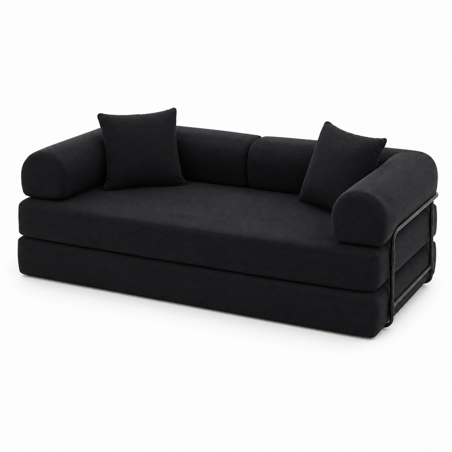 Canapé convertible en tissu Noir 200x100x80 cm