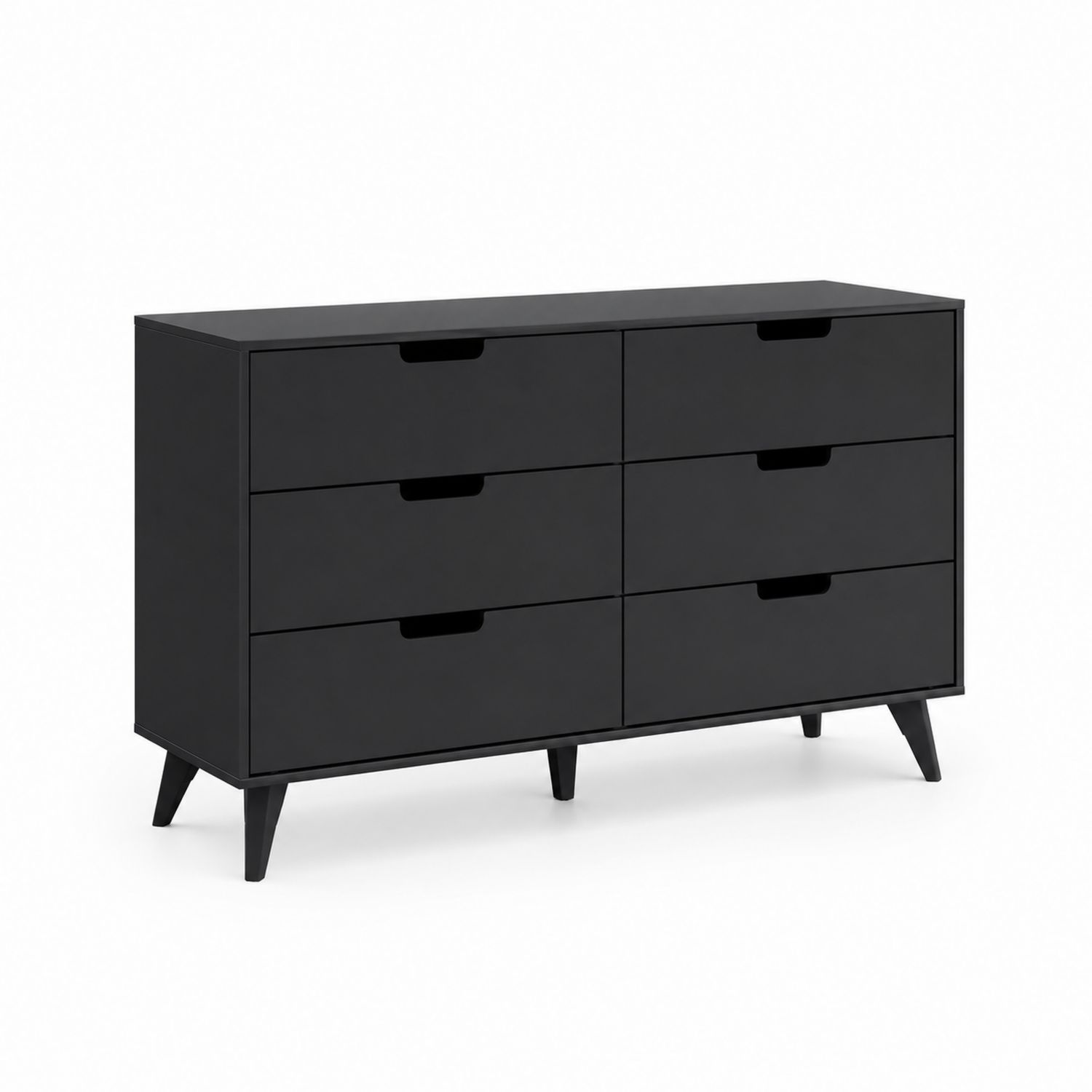 Commode 6 tiroirs en bois noir 120x40x80 cm