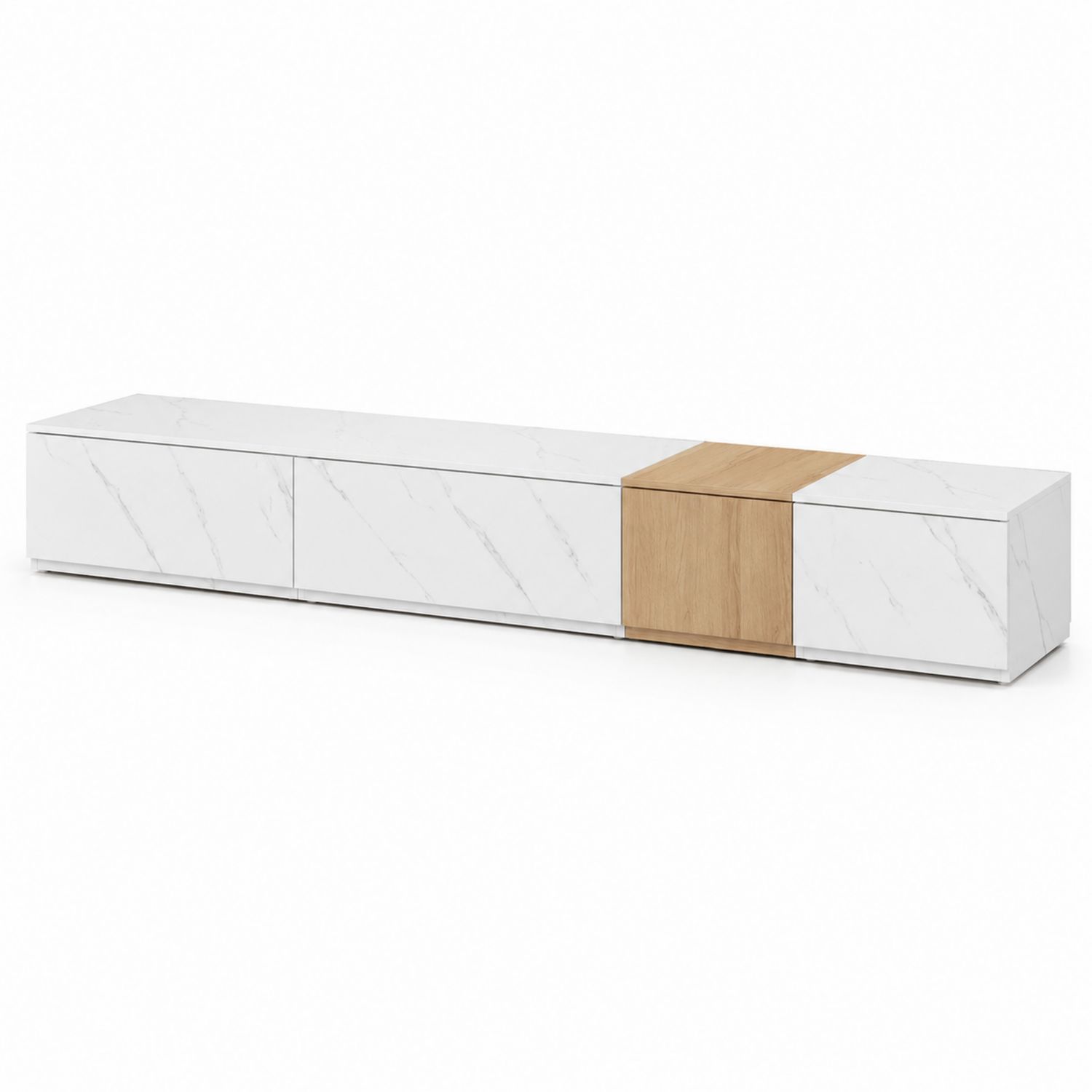 Meuble TV rectangulaire en bois et marbre