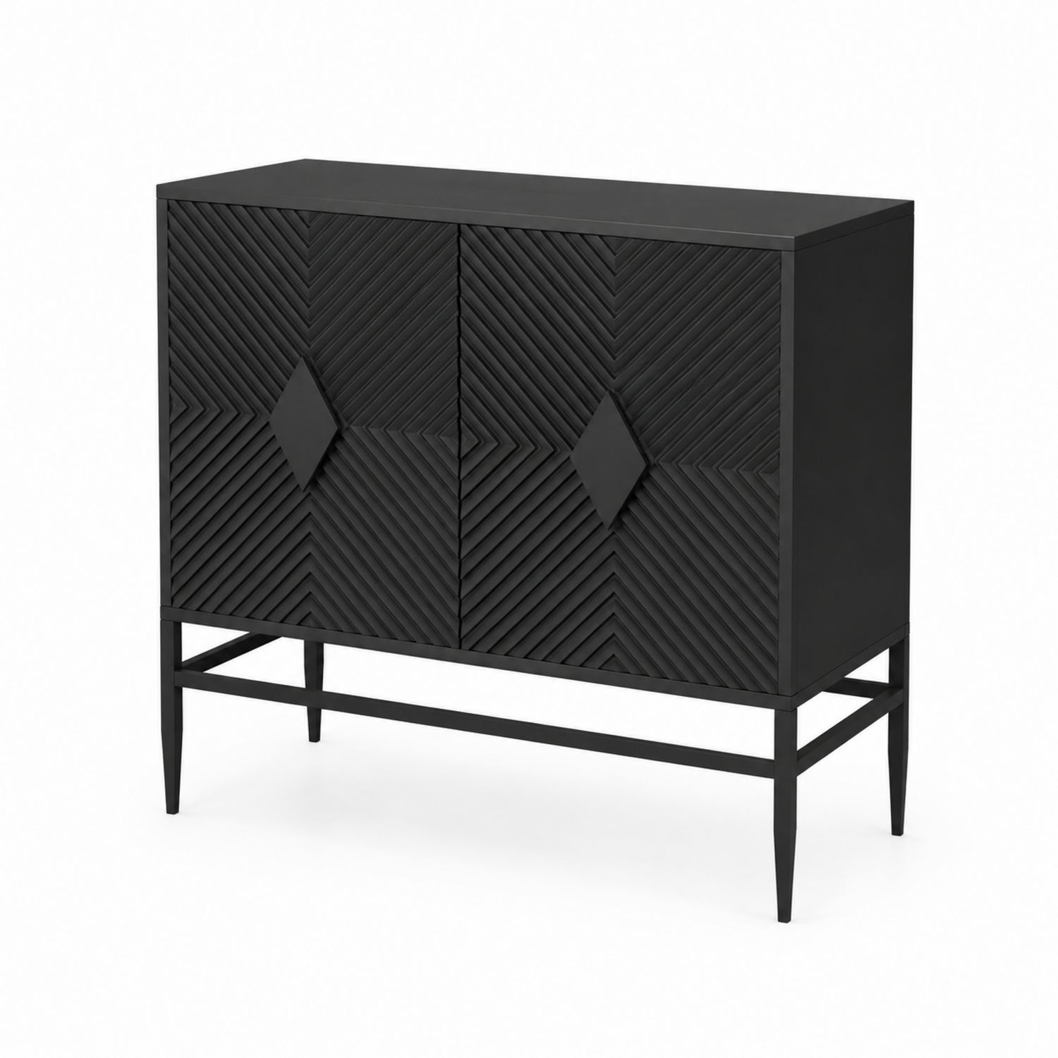 Buffet en métal noir avec portes sculptées