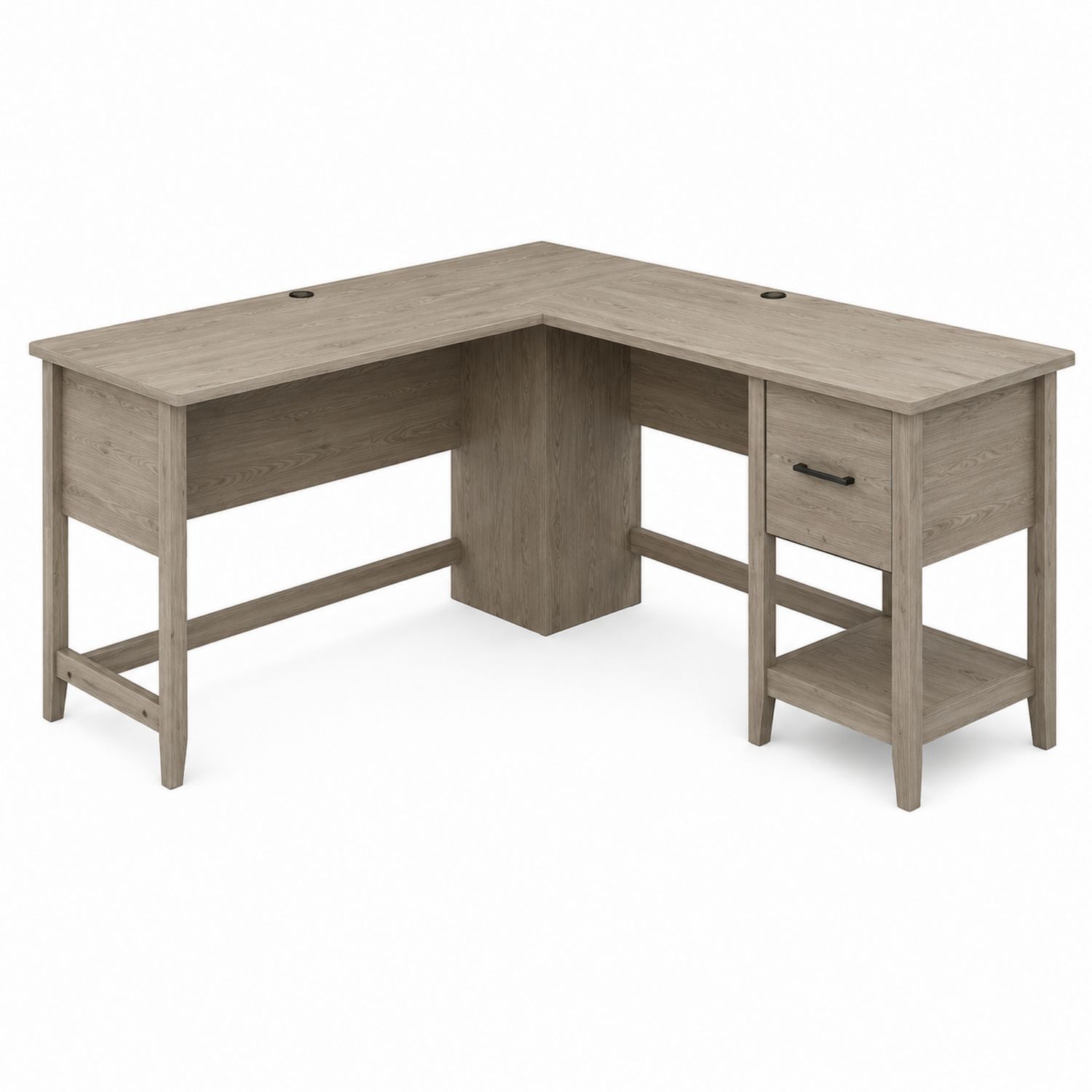 Bureau d'angle en bois d'ingénierie finition chêne clair
