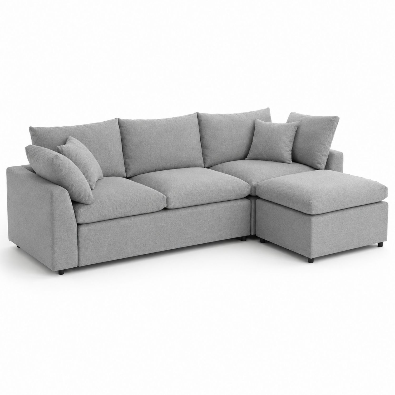 Canapé d'angle en tissu polyester gris 260 cm