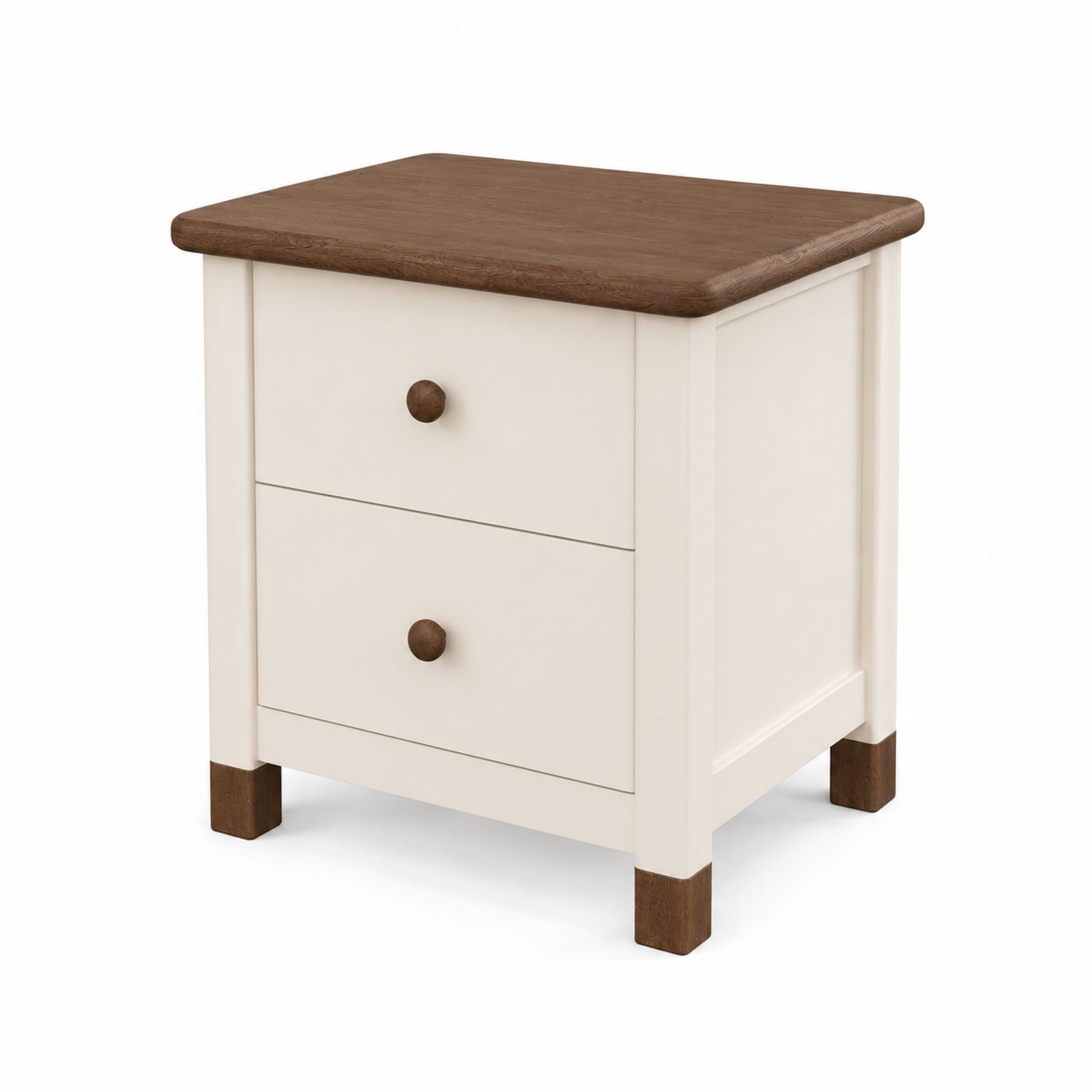 Table de chevet en bois et MDF Blanc et Brun 50x40x55 cm