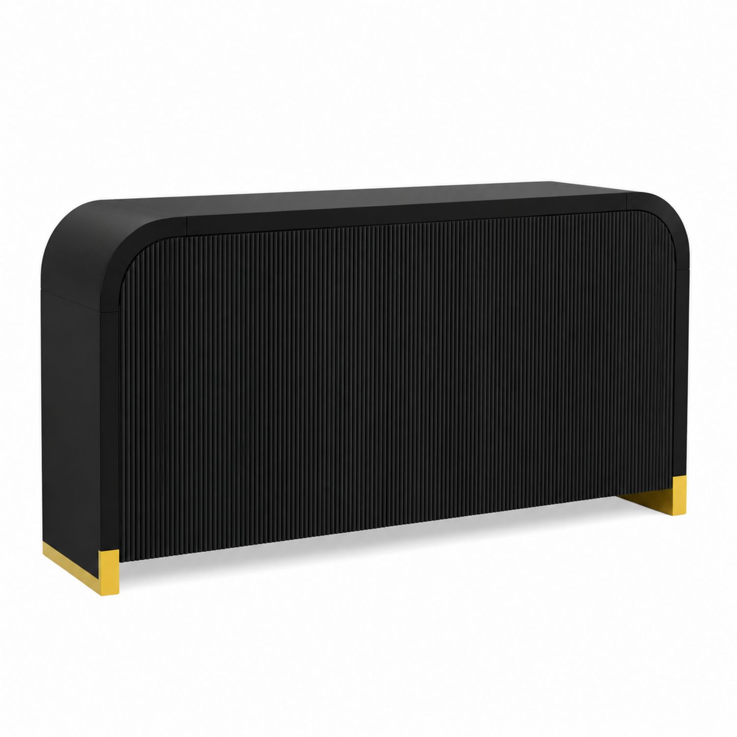 Buffet rectangulaire MDF noir avec pieds dorés