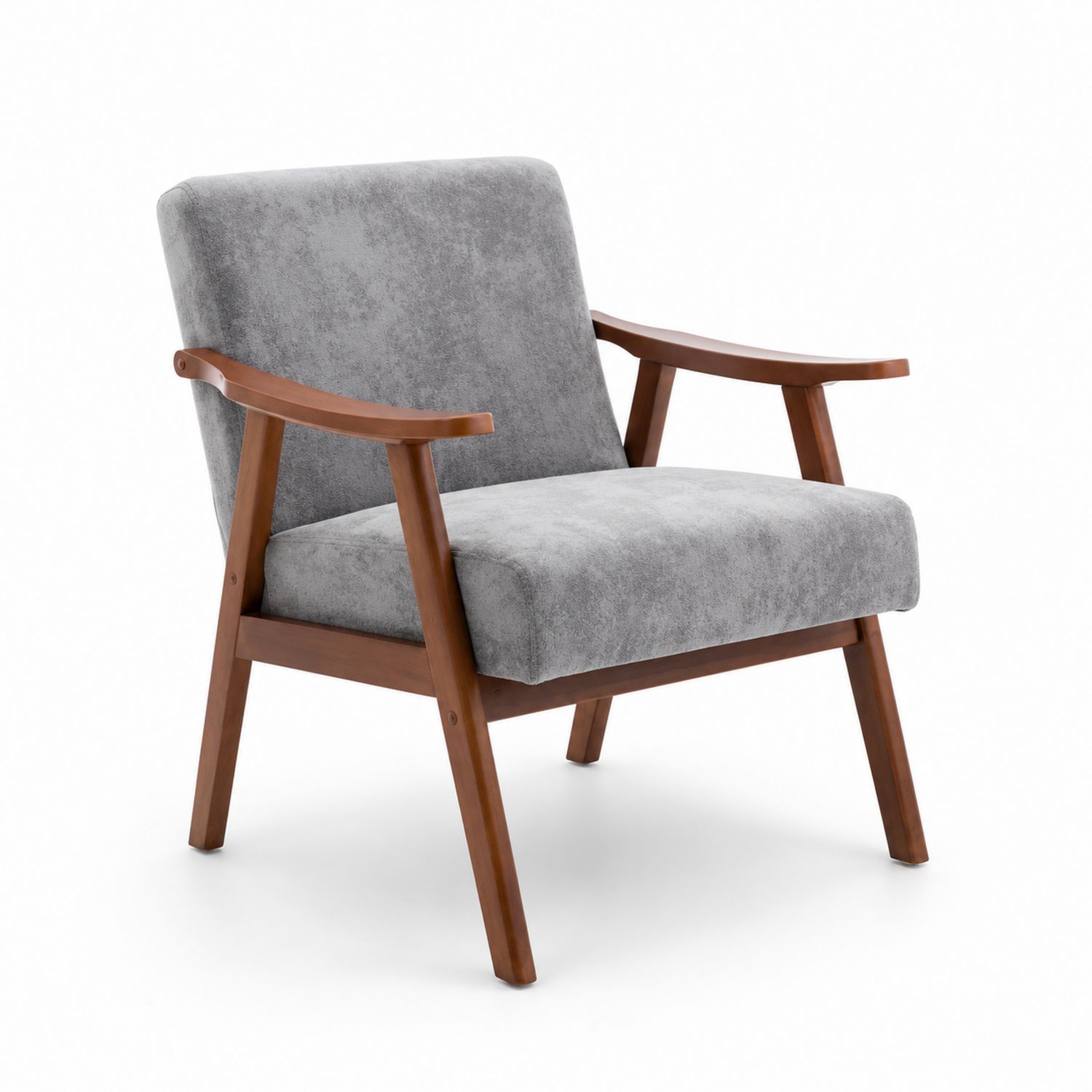 Fauteuil en bois avec tissu gris