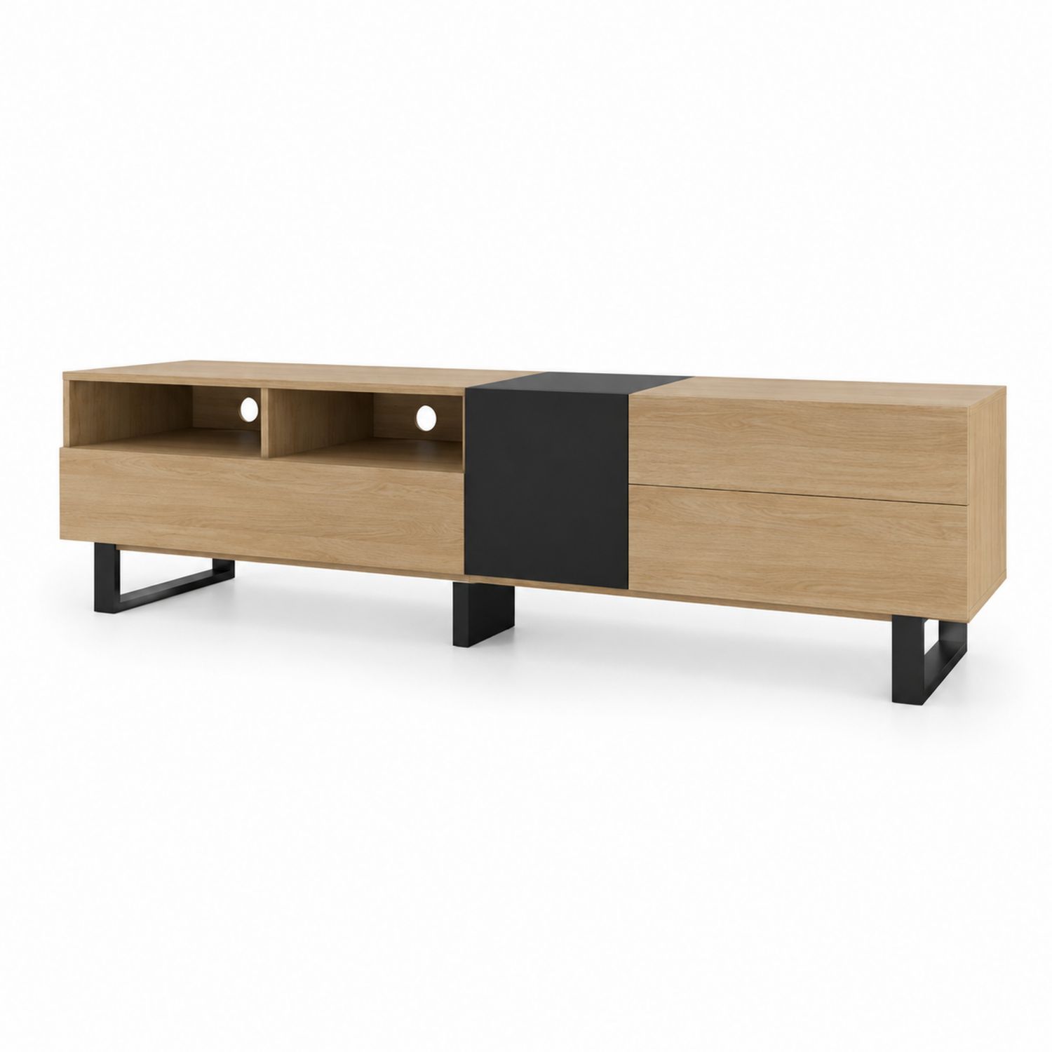 Meuble TV en Bois et Métal Noir