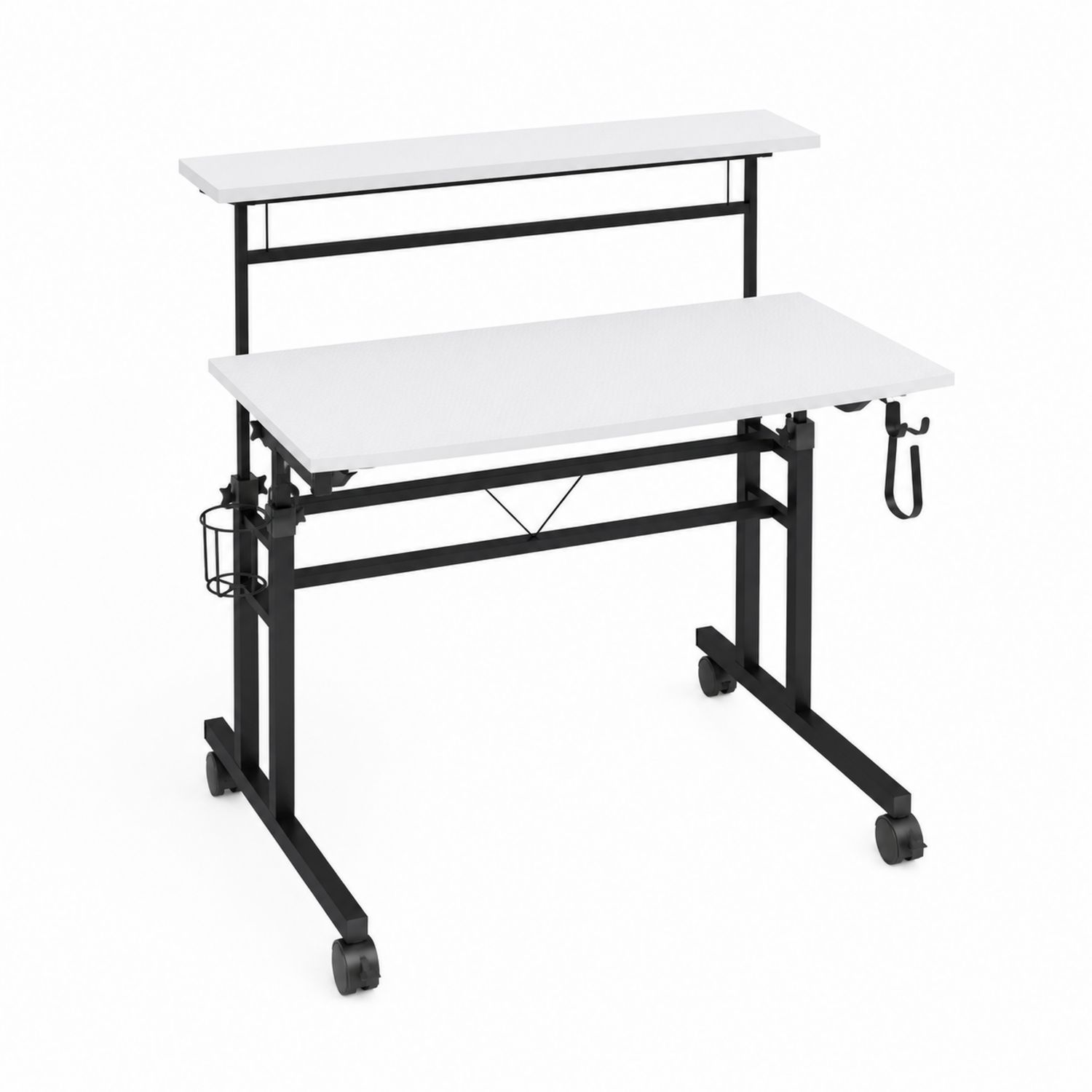 Bureau réglable en métal et mélamine Blanc/Noir
