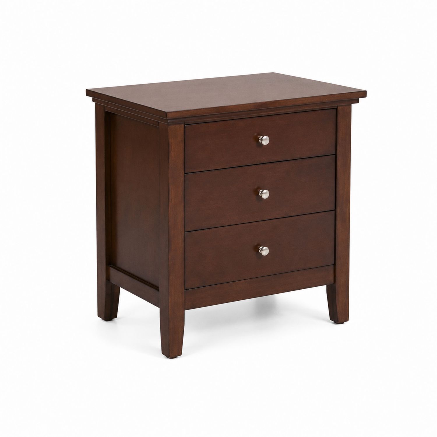 Table de chevet en bois massif 3 tiroirs Brun