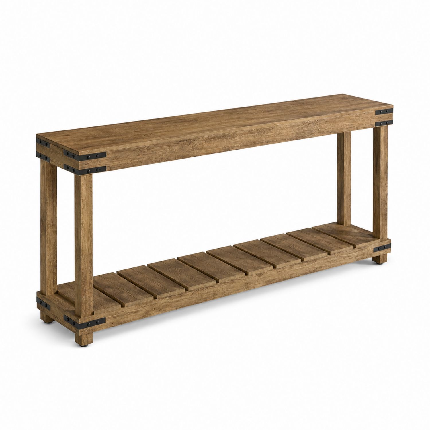 Console en bois avec étagère inférieure 140cm