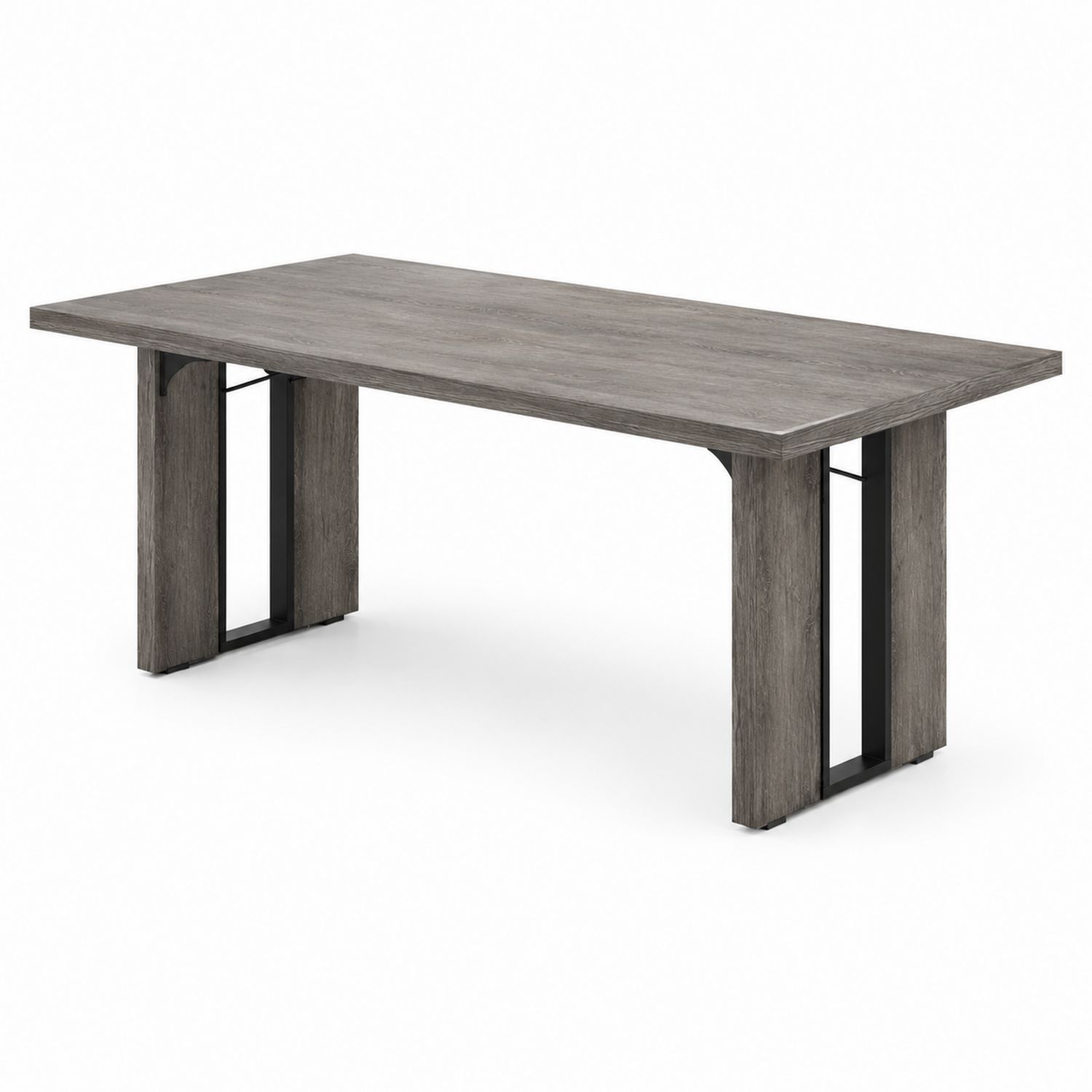 Table à manger en bois et métal gris/noir 200x100x75cm