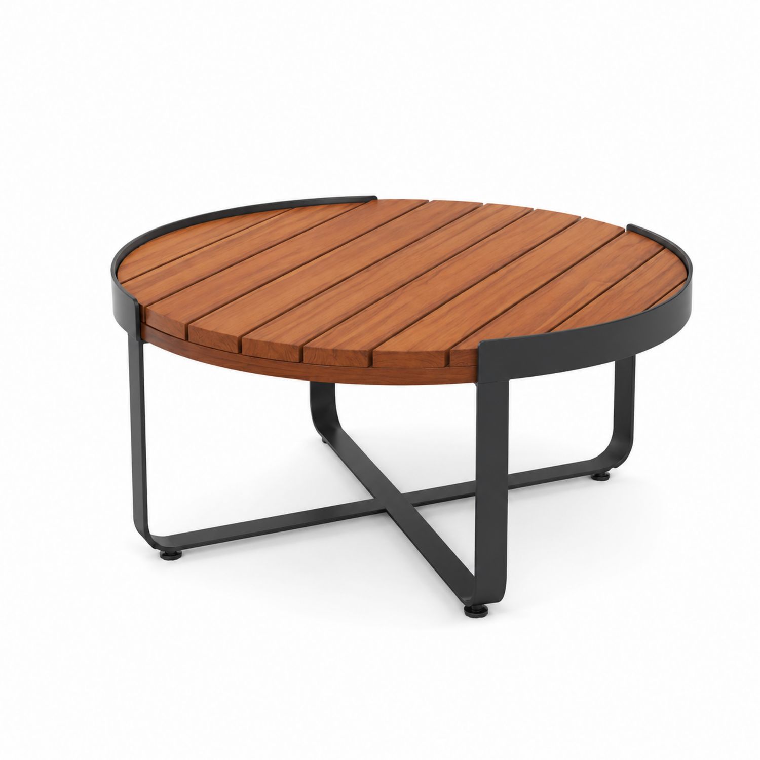Table basse ronde en bois et métal
