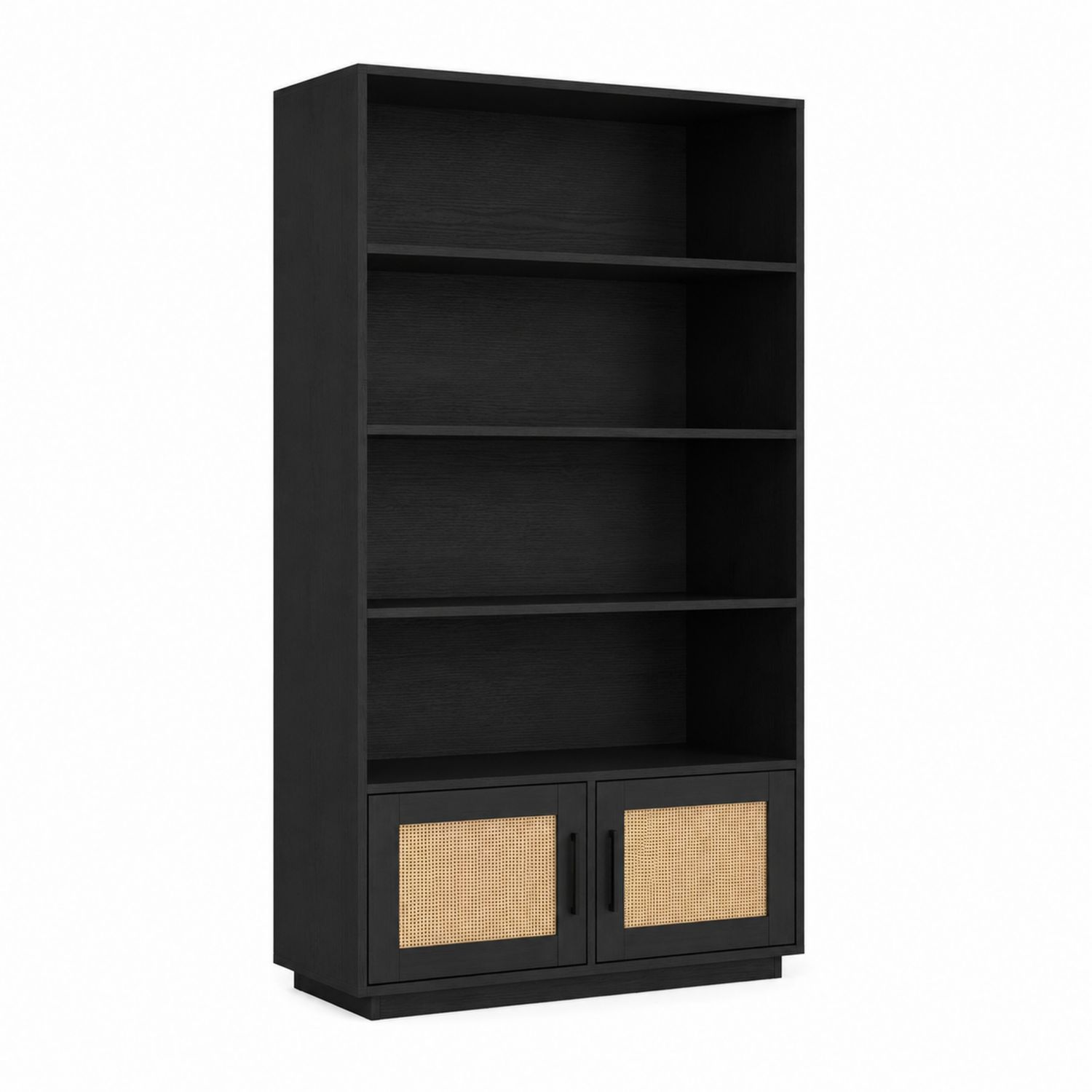 Bibliothèque en bois avec portes en canne