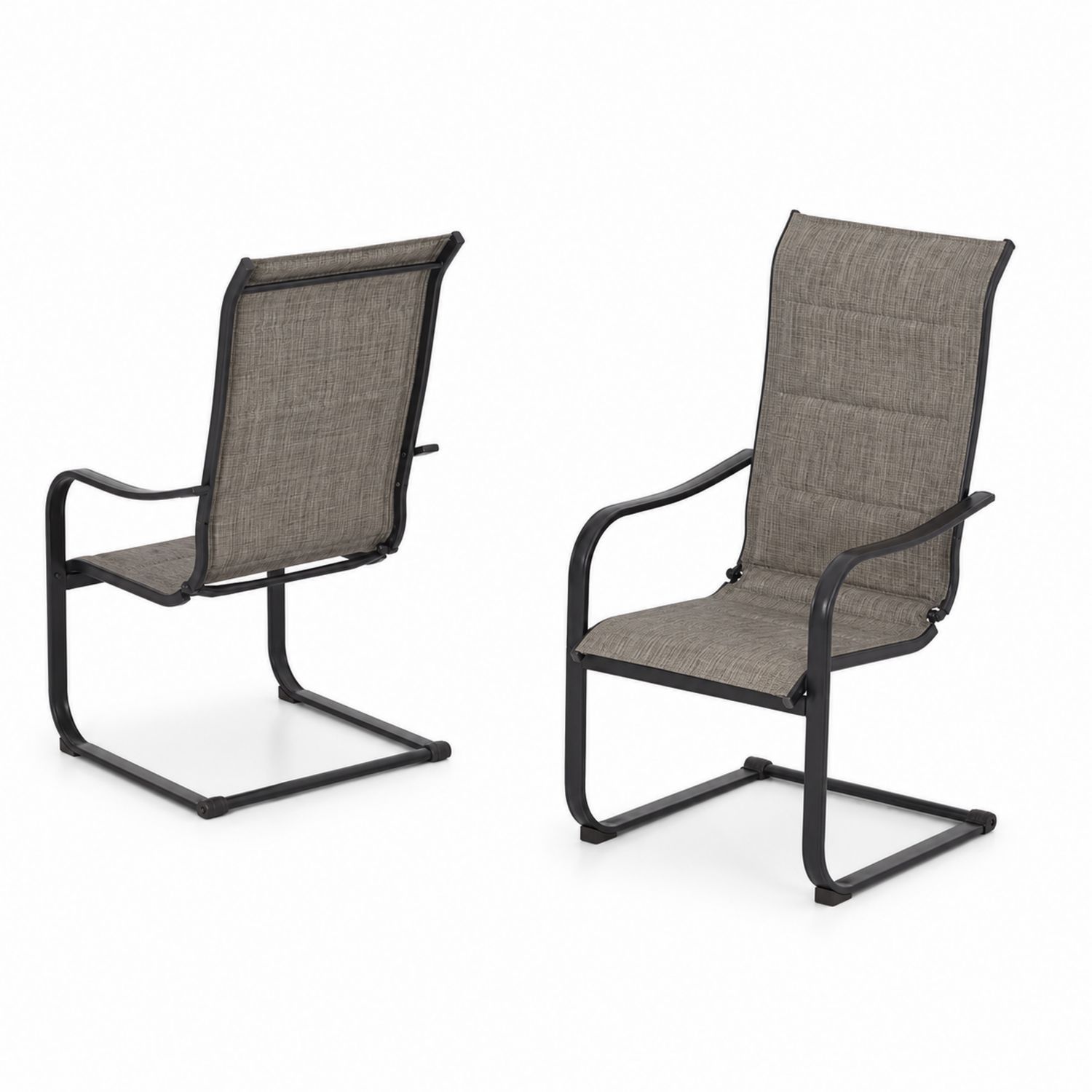 Lot de 2 chaises d'extérieur en métal et textilène Gris