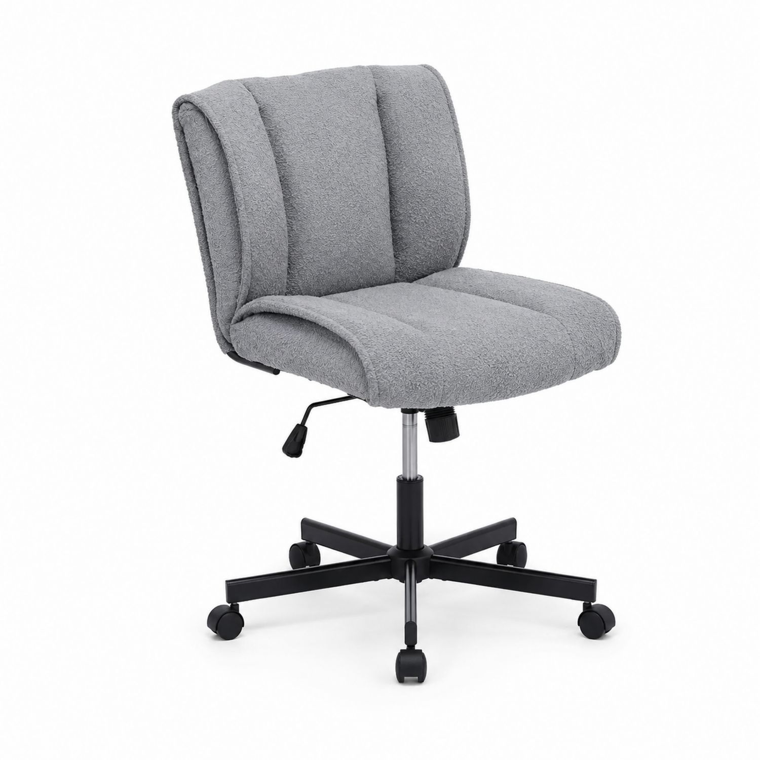 Chaise de bureau pivotante en métal et tissu polyester gris