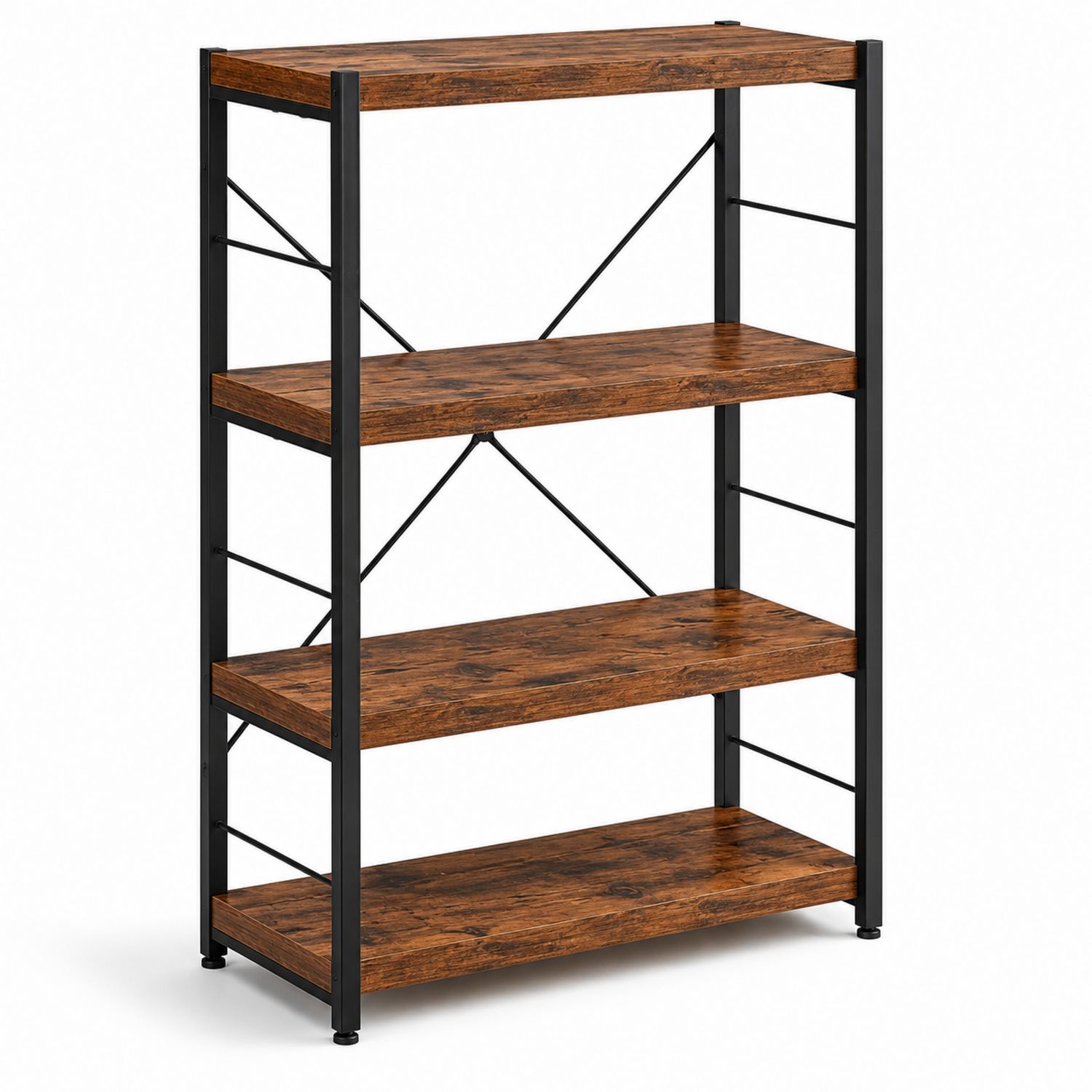Étagère en Bois et Métal à 4 Niveaux 120x60x30cm