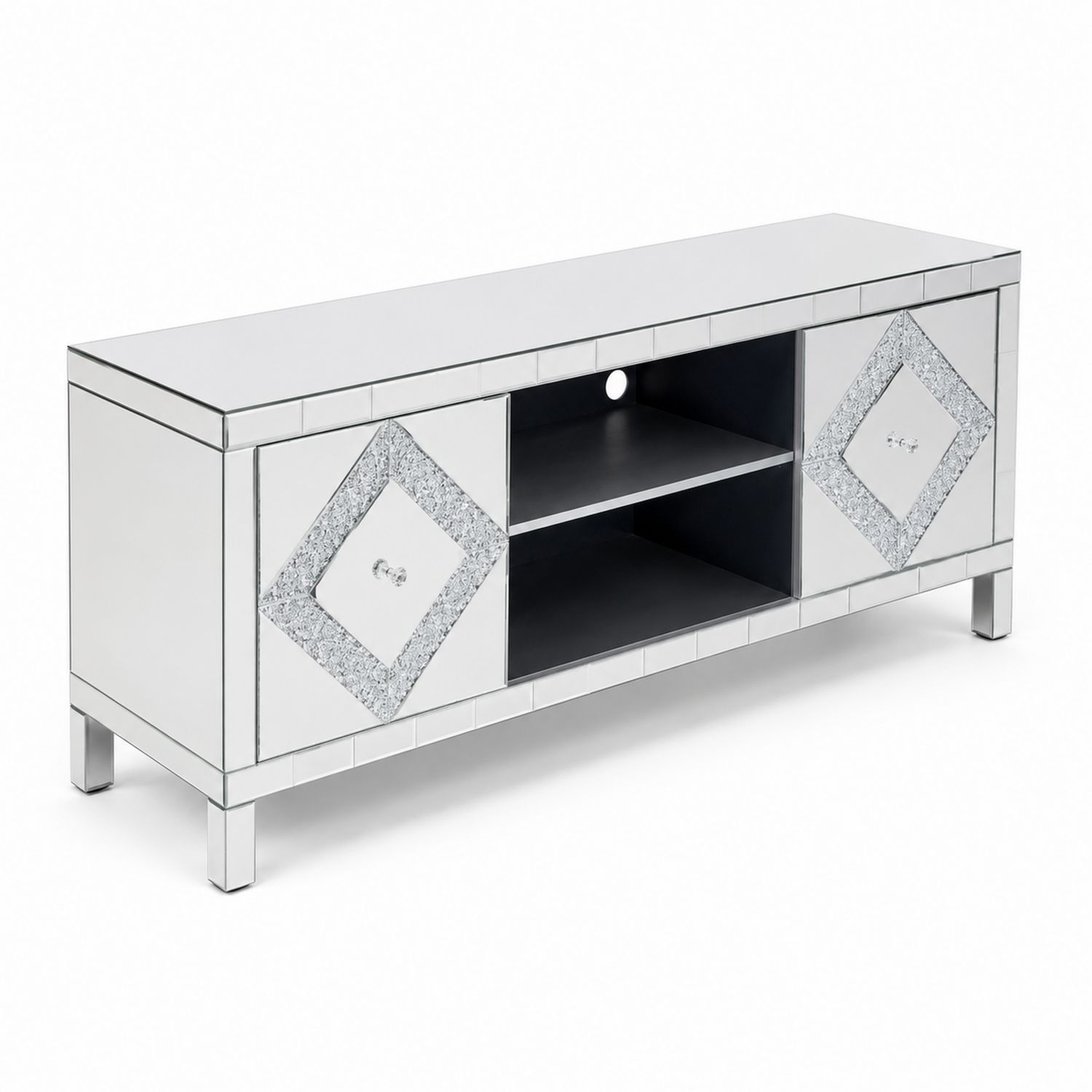 Meuble TV en verre miroir et MDF